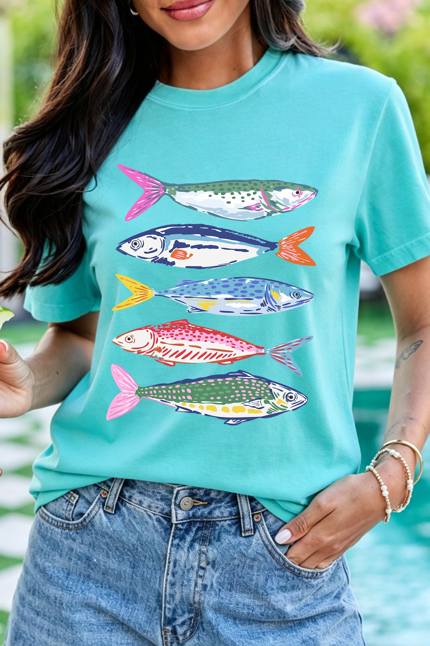 Fish Print Casual Short Sleeve T Shirt