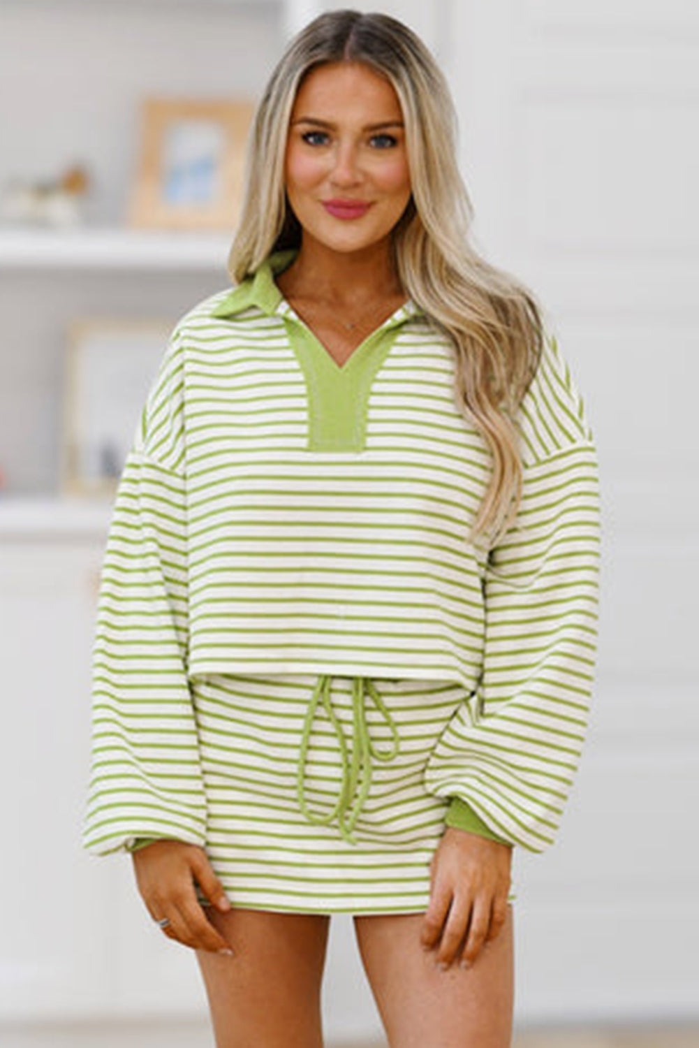 Drop Shoulder Pullover and Skirt Set