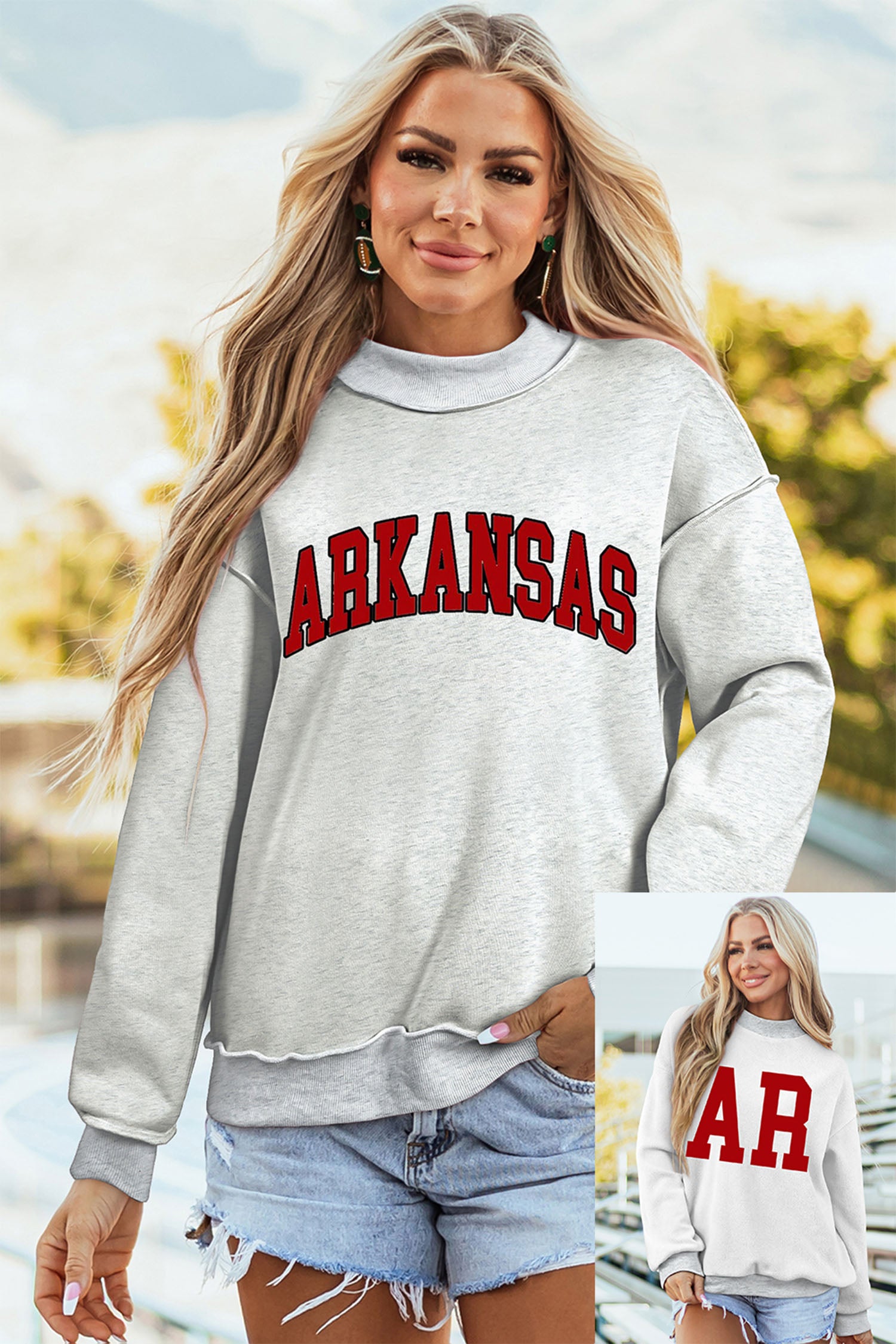 ARKANSAS/AR Mock Neck Reversible Sweatshirt