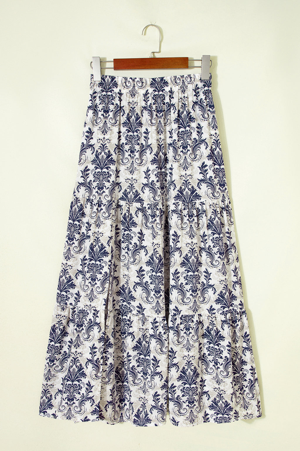 Floral Print Tiered Maxi Skirt with Split