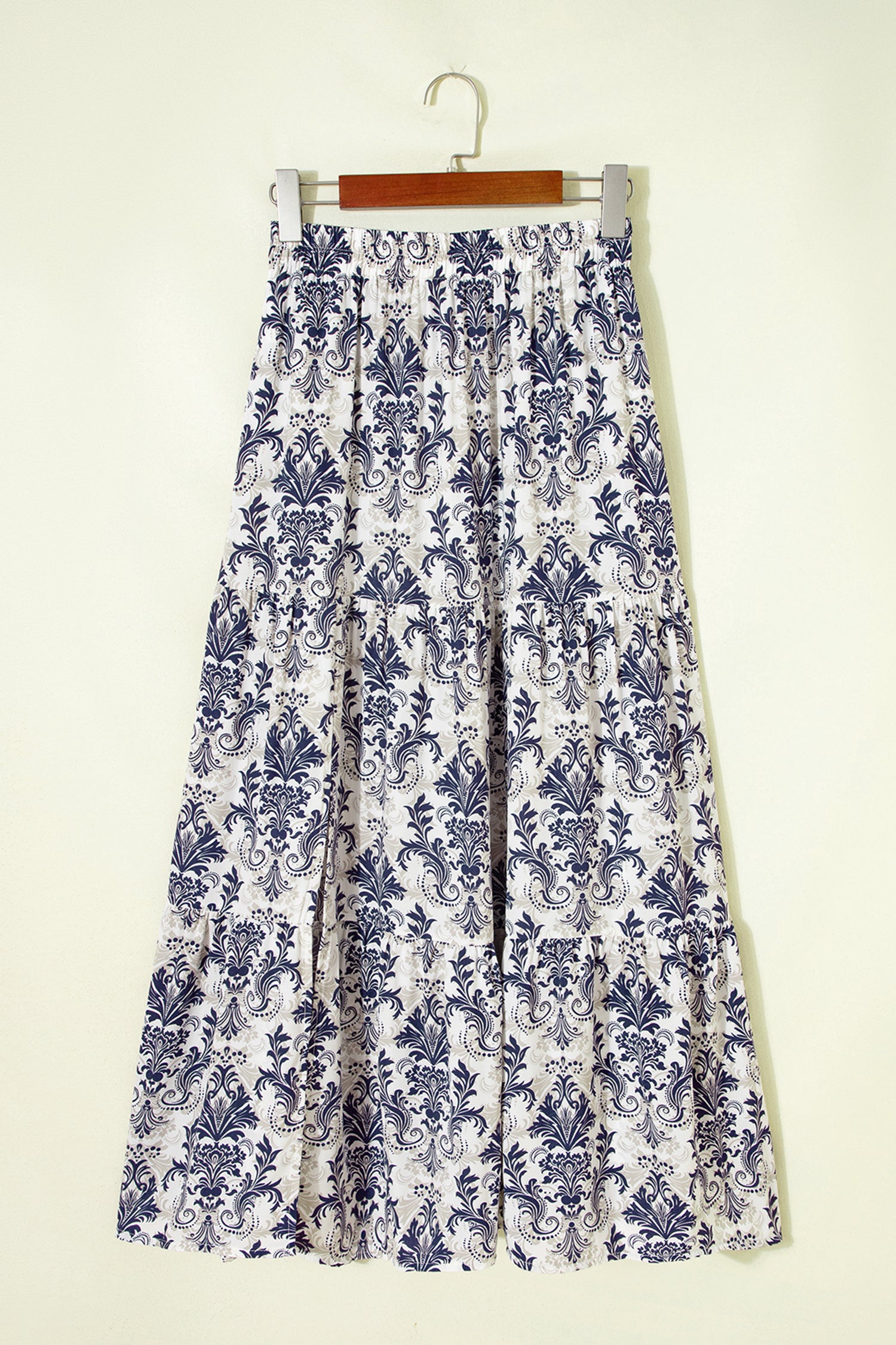 Floral Print Tiered Maxi Skirt with Split