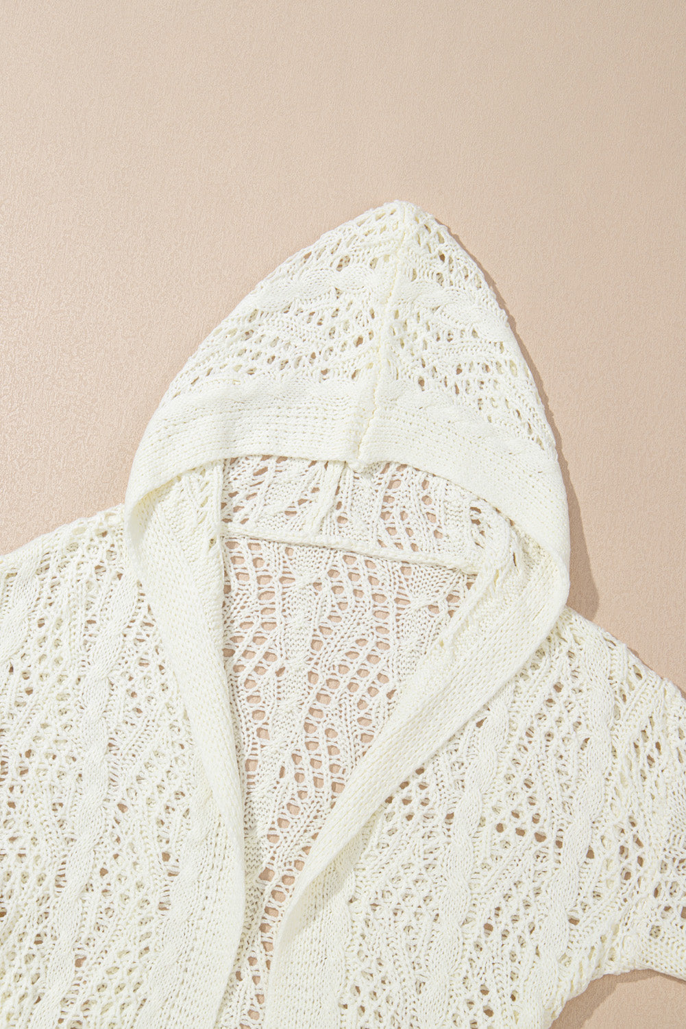 White Knit Hooded Beach Cover Up