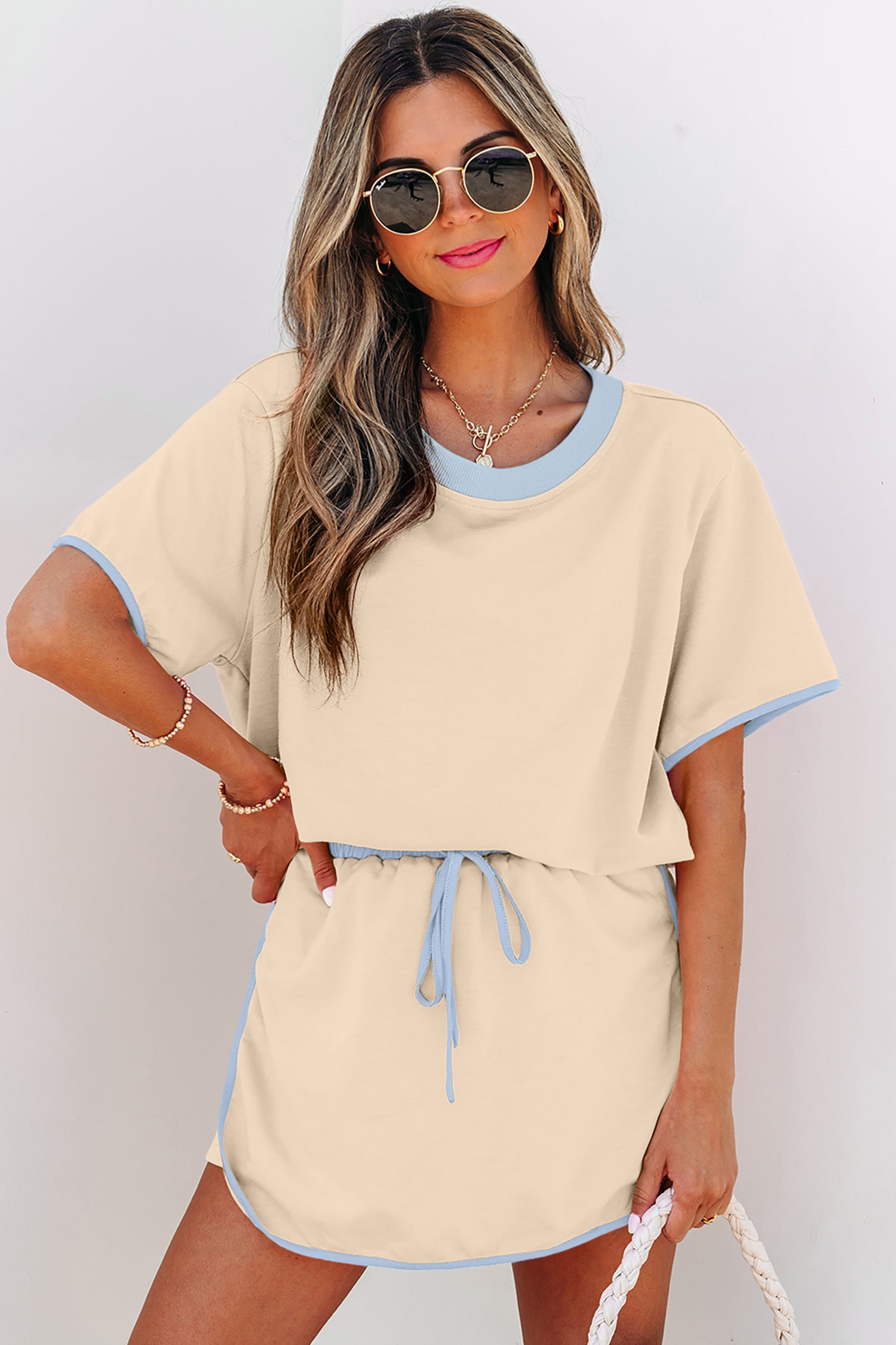Drop Shoulder T Shirt and Skort Set