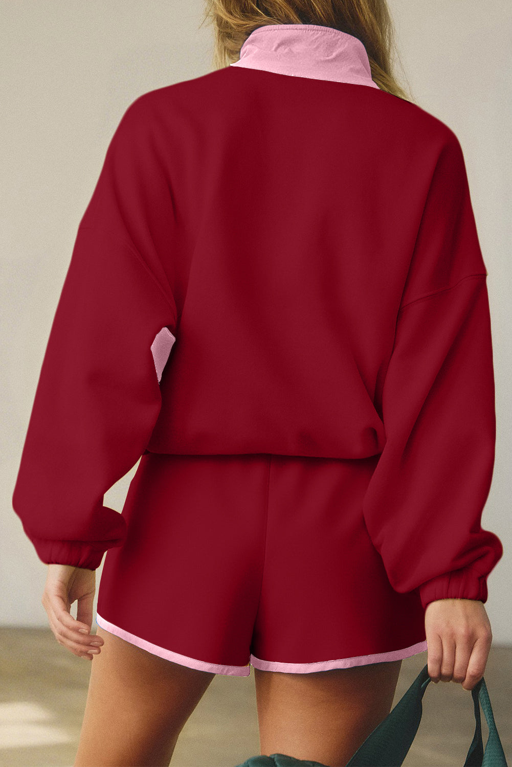 Half Button Pullover and Shorts Outfit