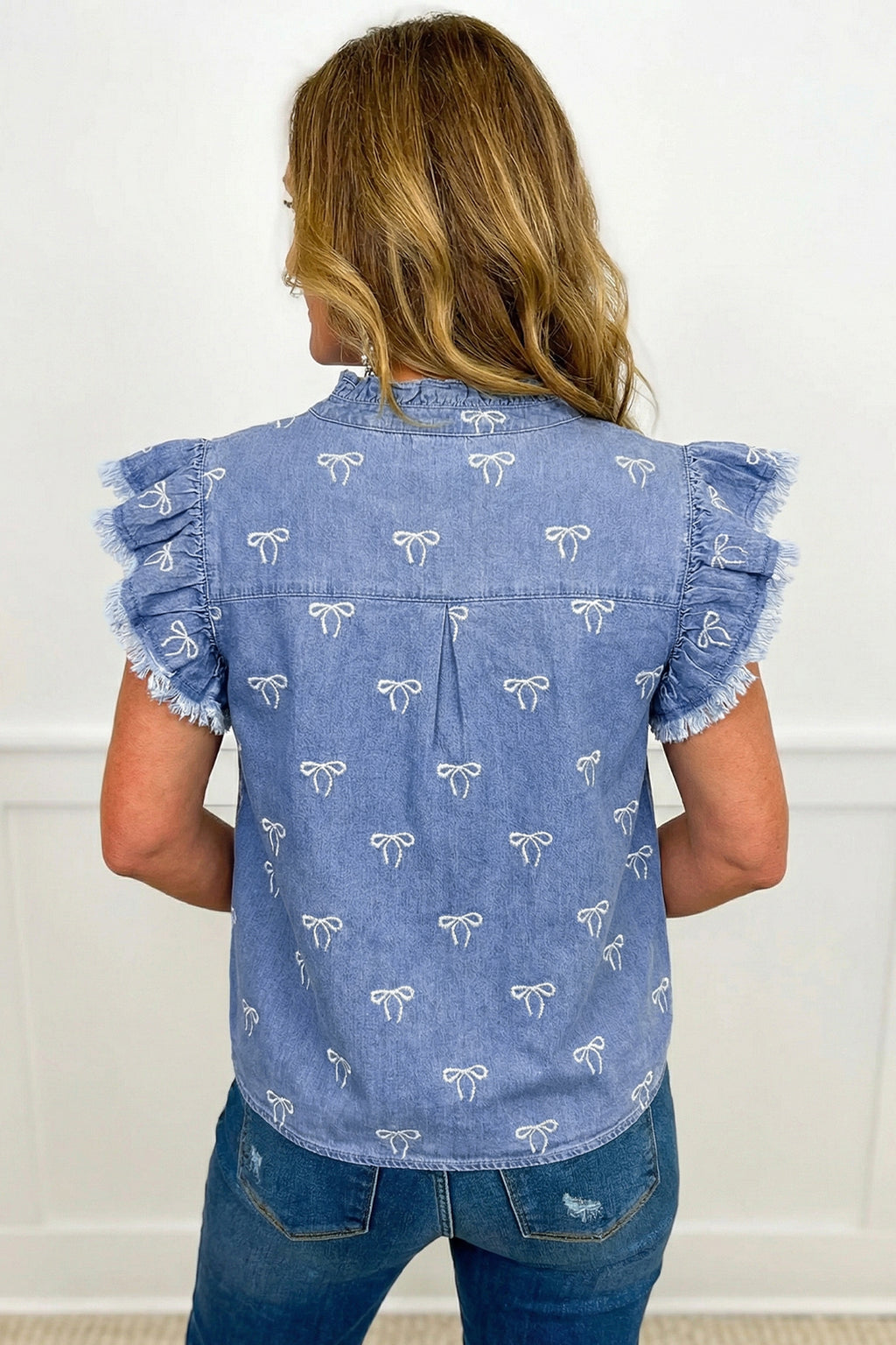 Flutter Sleeve Denim Top