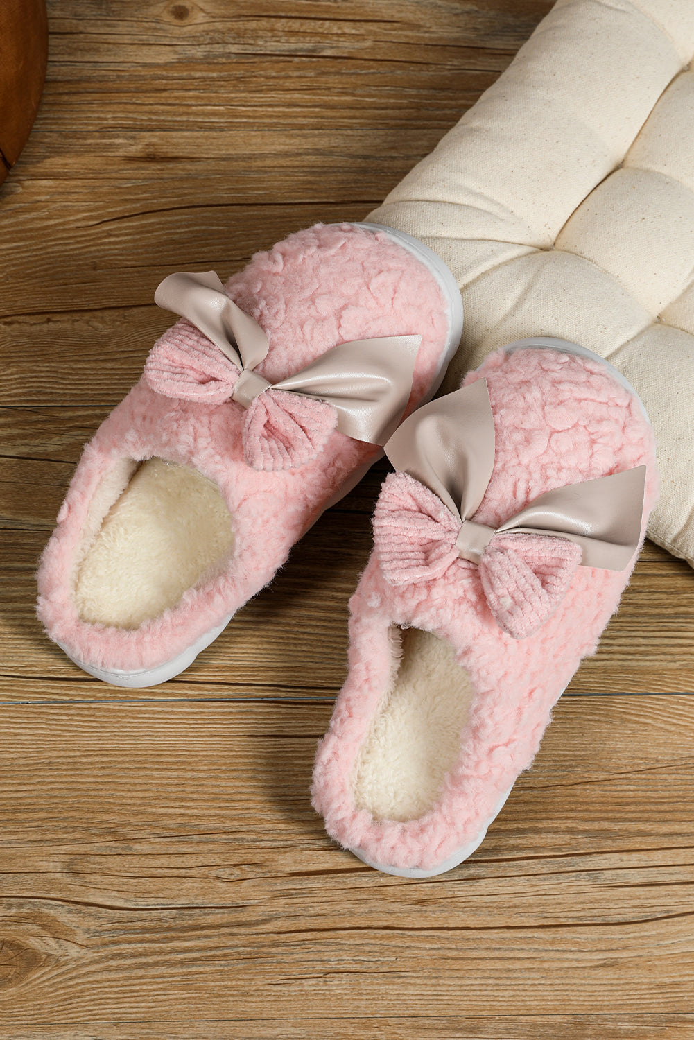 Bowknot Plush Slippers