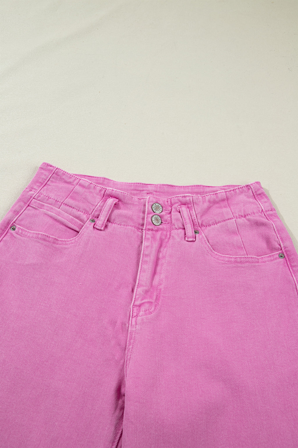 Button High Waist Wide Leg Jeans