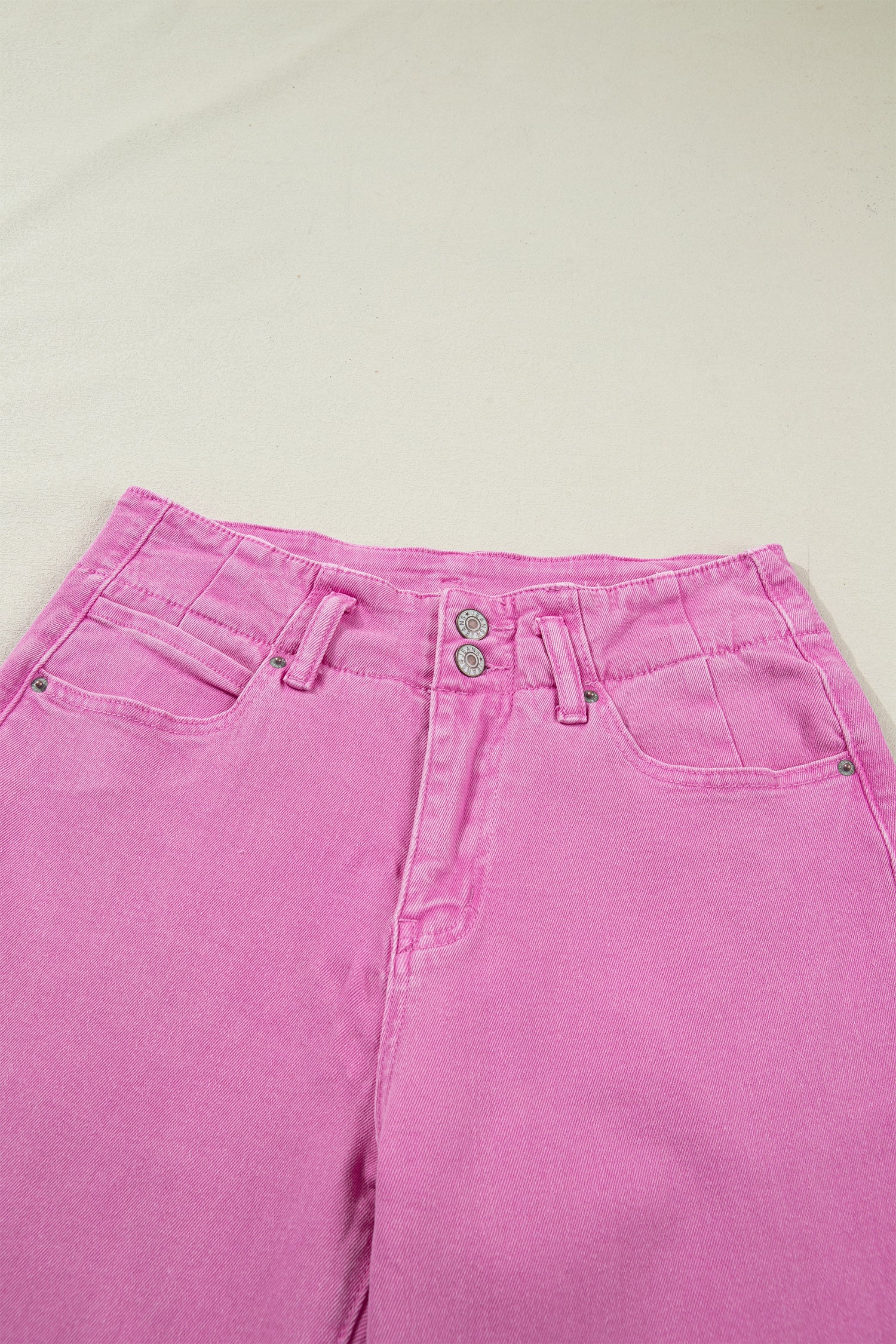 Button High Waist Wide Leg Jeans