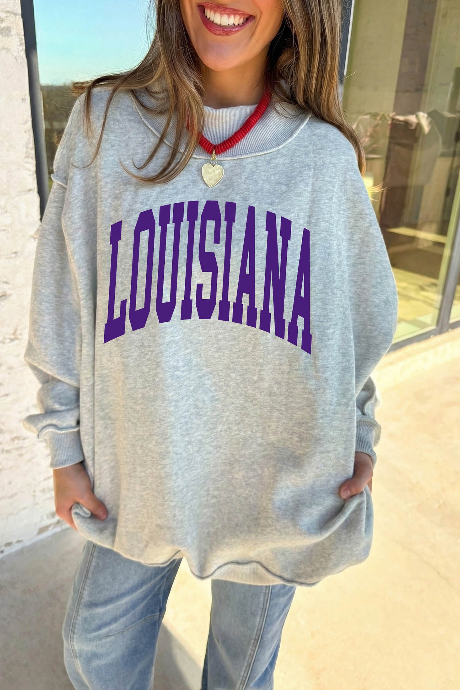 LOUISIANA/ TIGERS Double Side Printed High Neck Reversible Sweatshirt