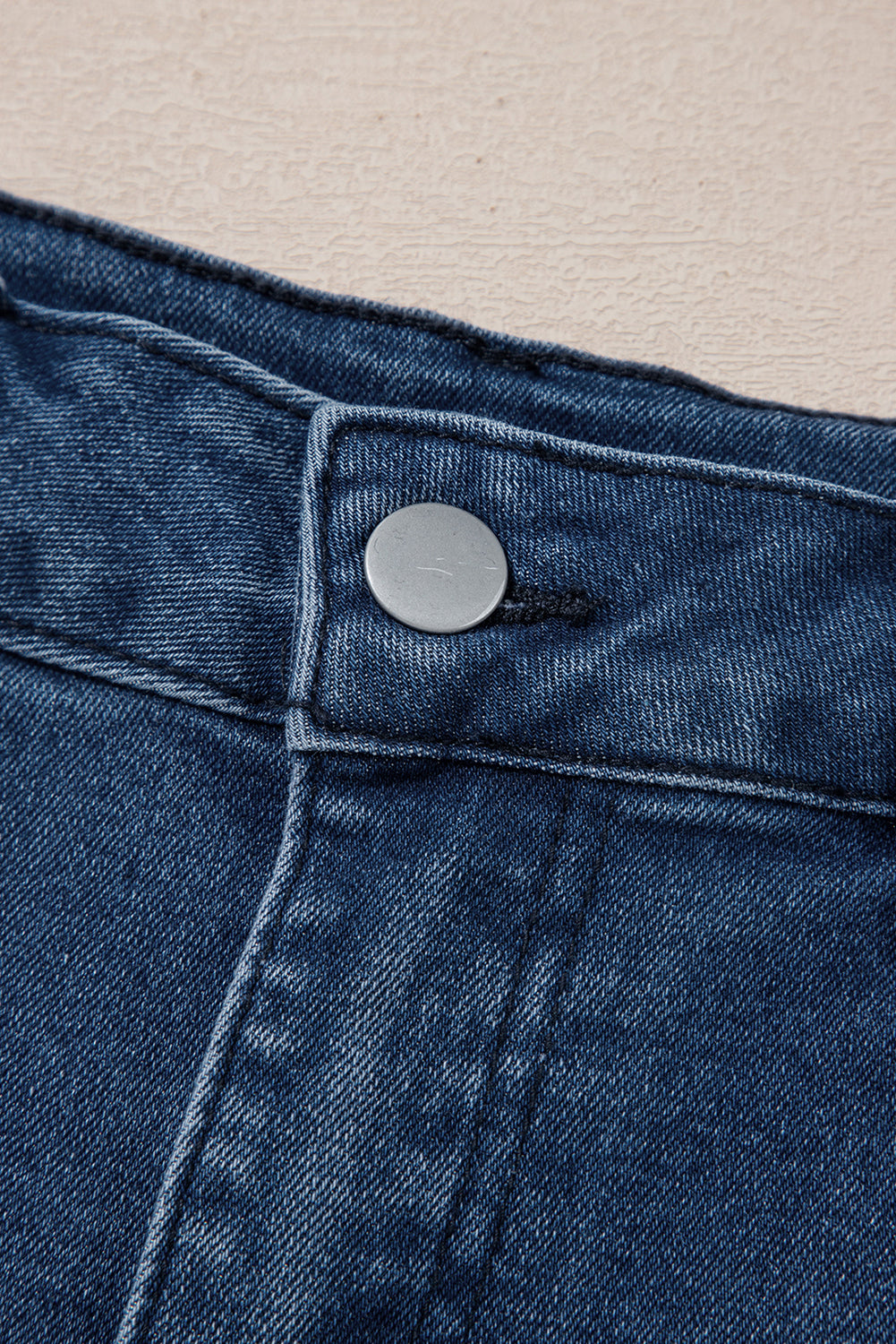 Scalloped Hemline Light Wash Denim Shorts