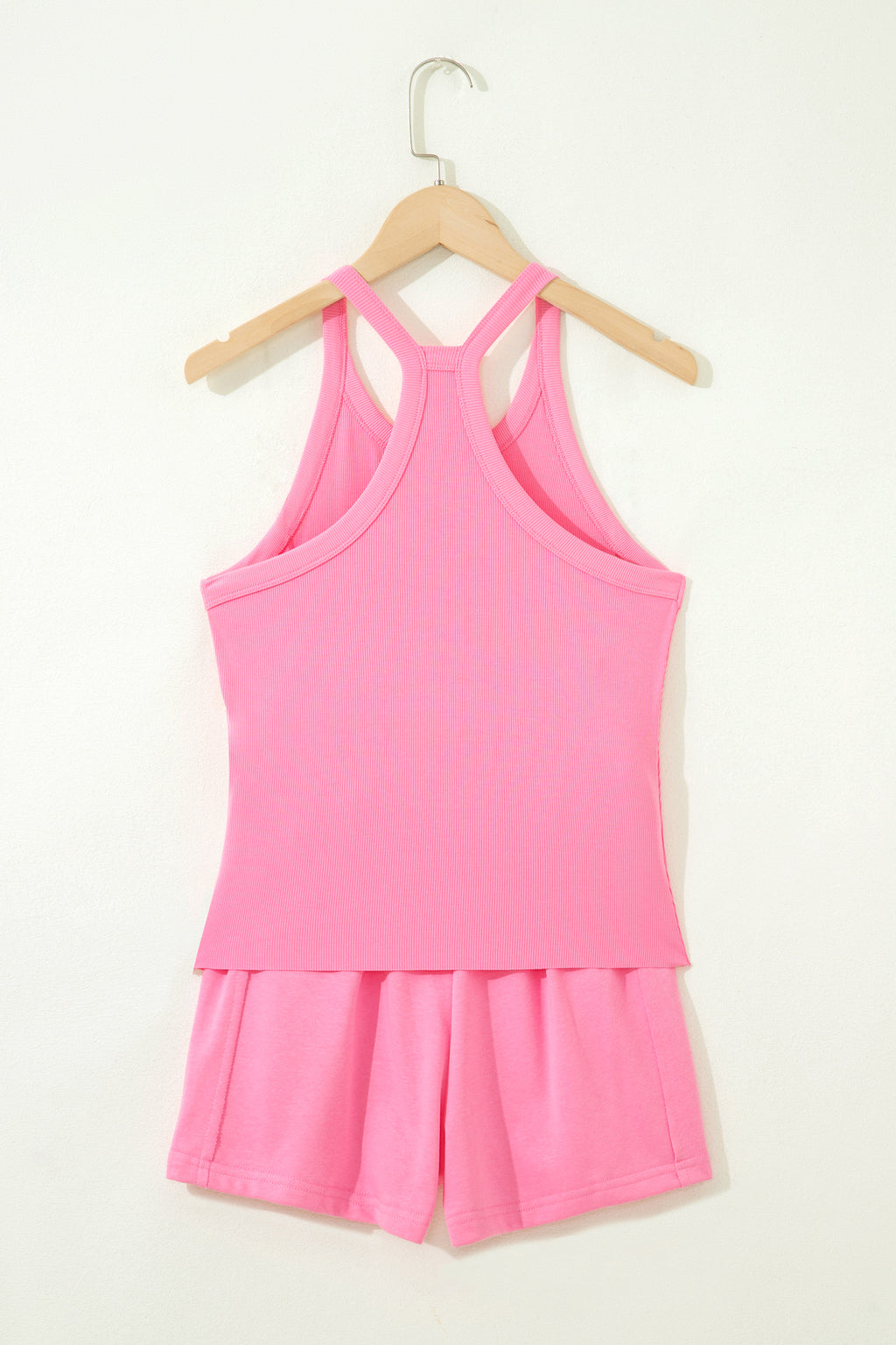 Tank Top Elastic High Waist Shorts 2pcs Outfit