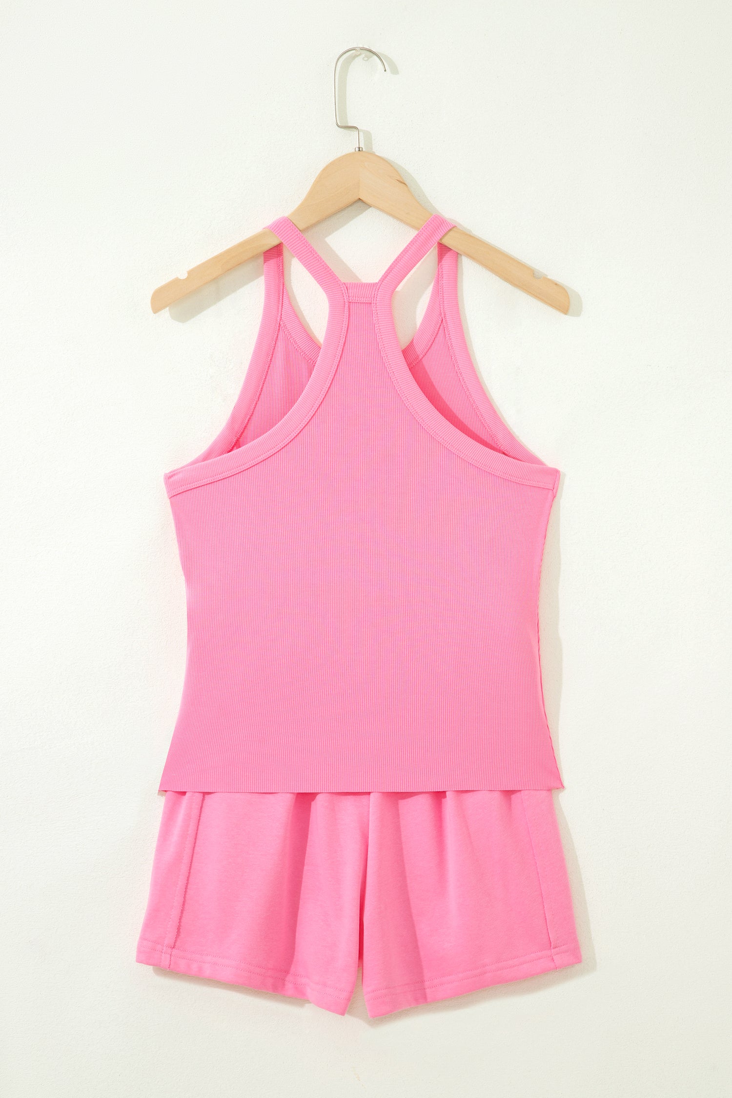 Tank Top Elastic High Waist Shorts 2pcs Outfit