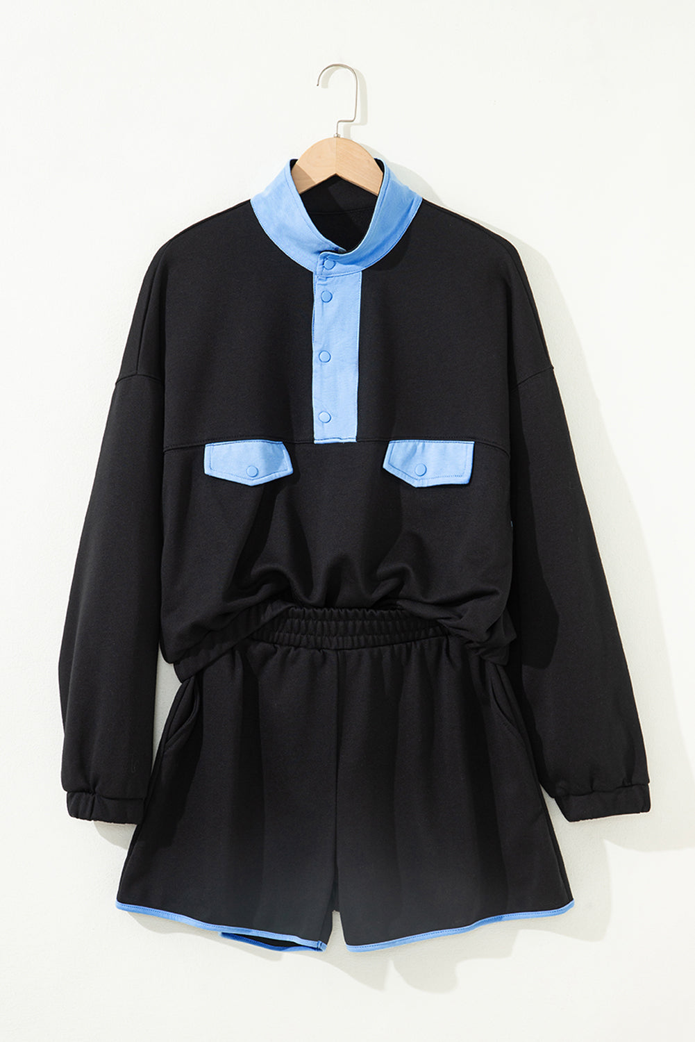 Half Button Pullover and Shorts Outfit