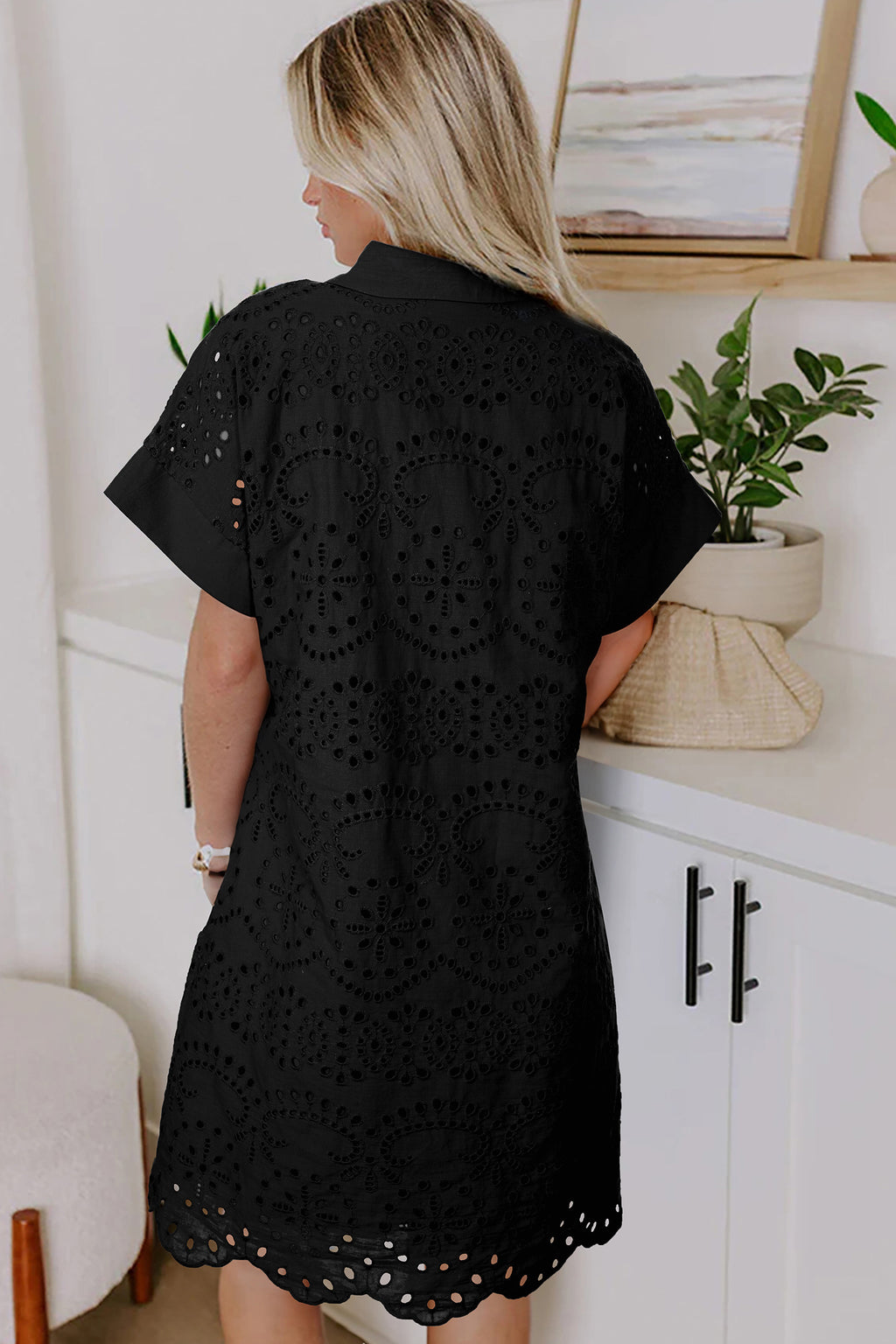 Eyelet Embroidered T Shirt Mini Dress