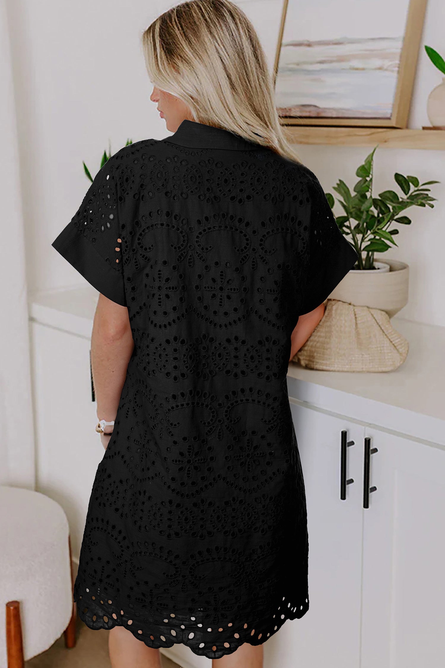Eyelet Embroidered T Shirt Mini Dress