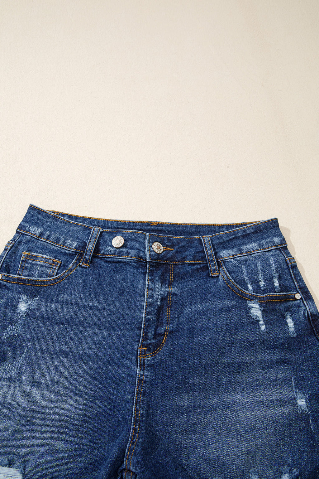 Raw Hem Distressed Denim Shorts