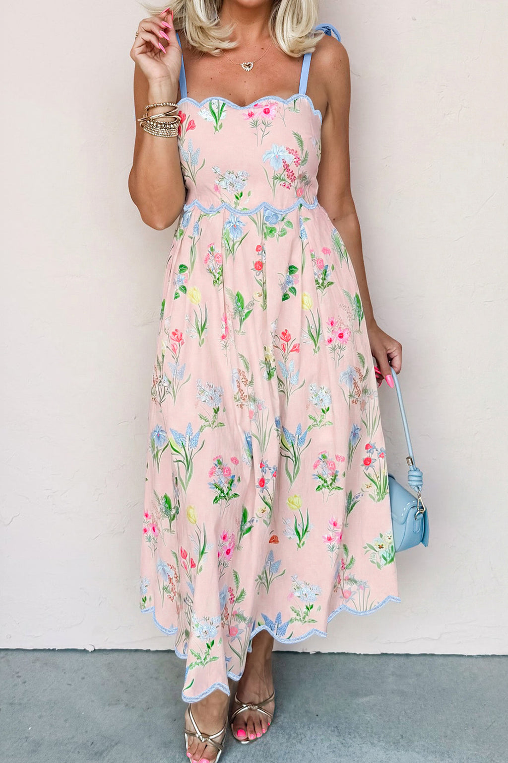 Yellow Self-tie Straps High Waist Midi Dress