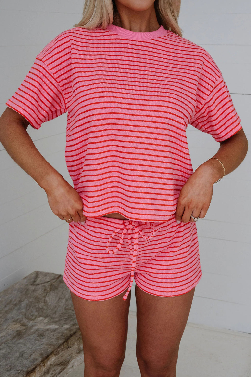Side Split Knit Shorts Set