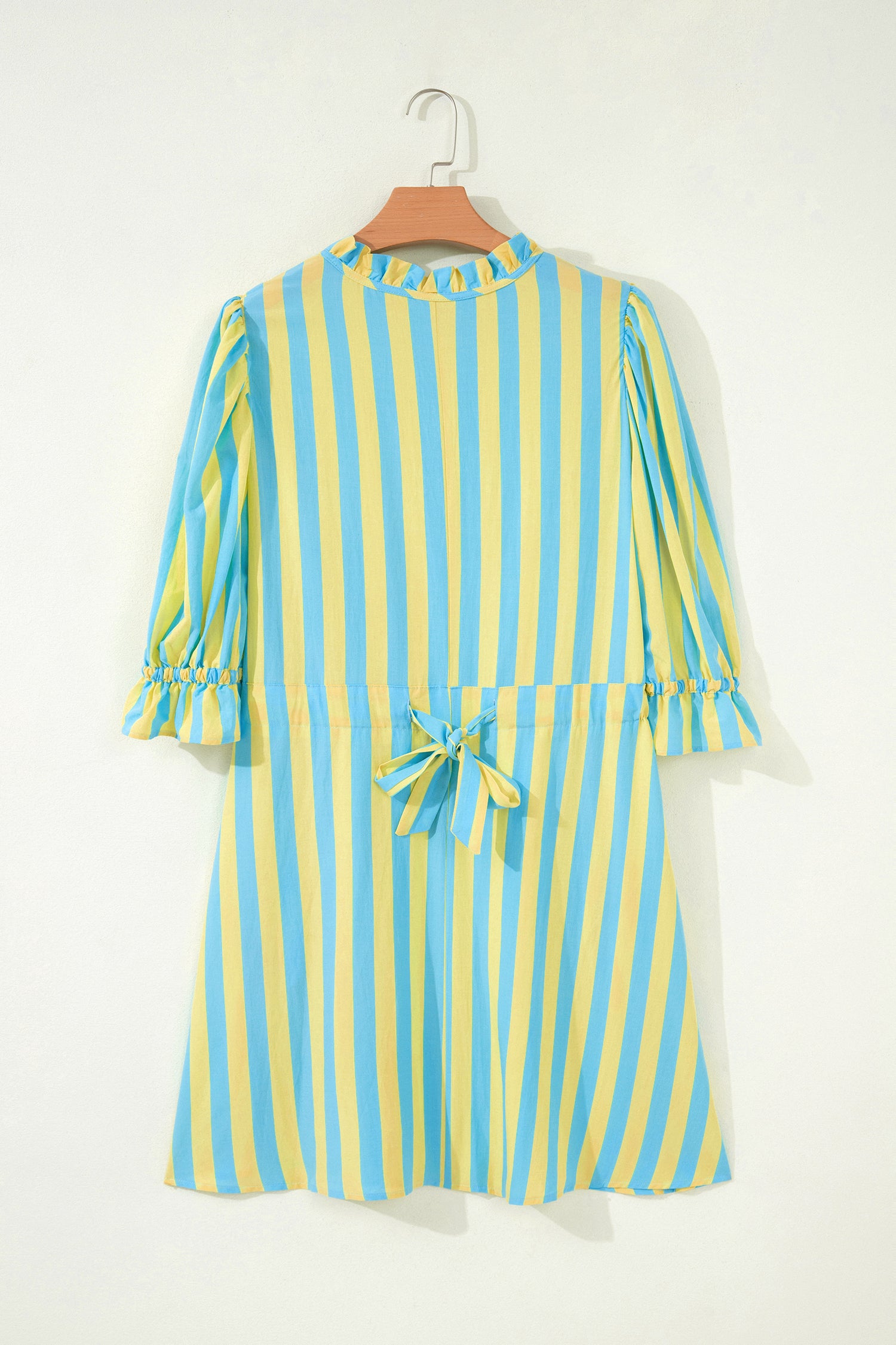 Half Button Puff Sleeve Mini Dress
