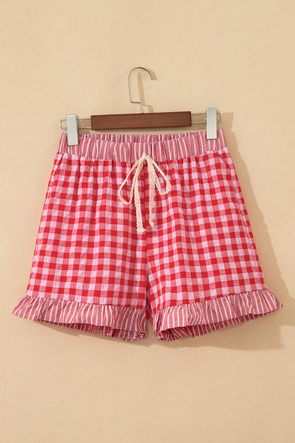 Ruffle Striped Lace Tie Shorts