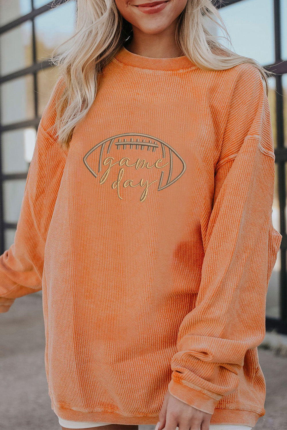 Game Day Embroidered Corded Sweatshirt
