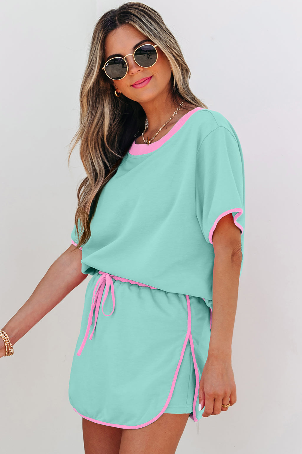 Drop Shoulder T Shirt and Skort Set