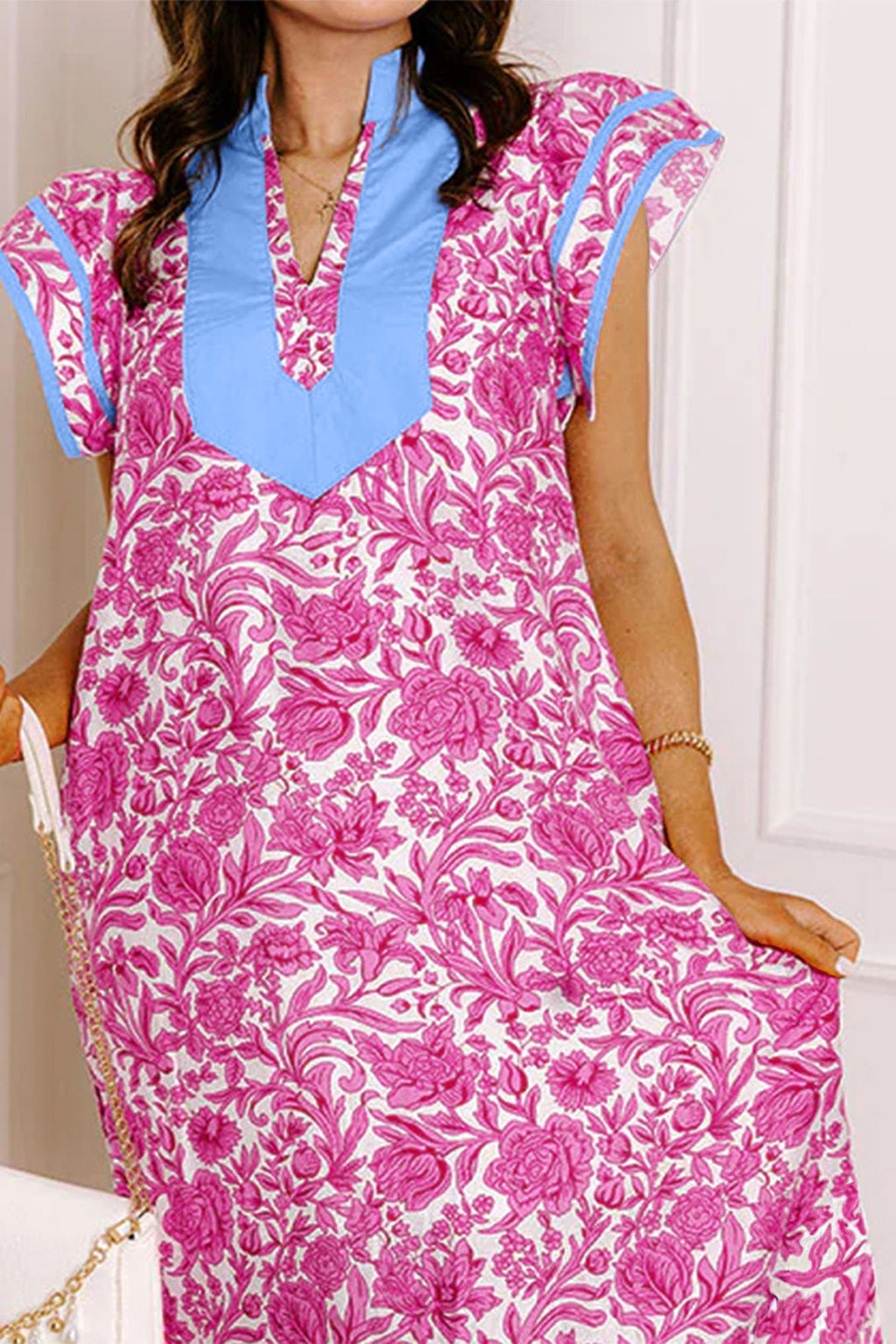 Floral Short Sleeve Midi Dress