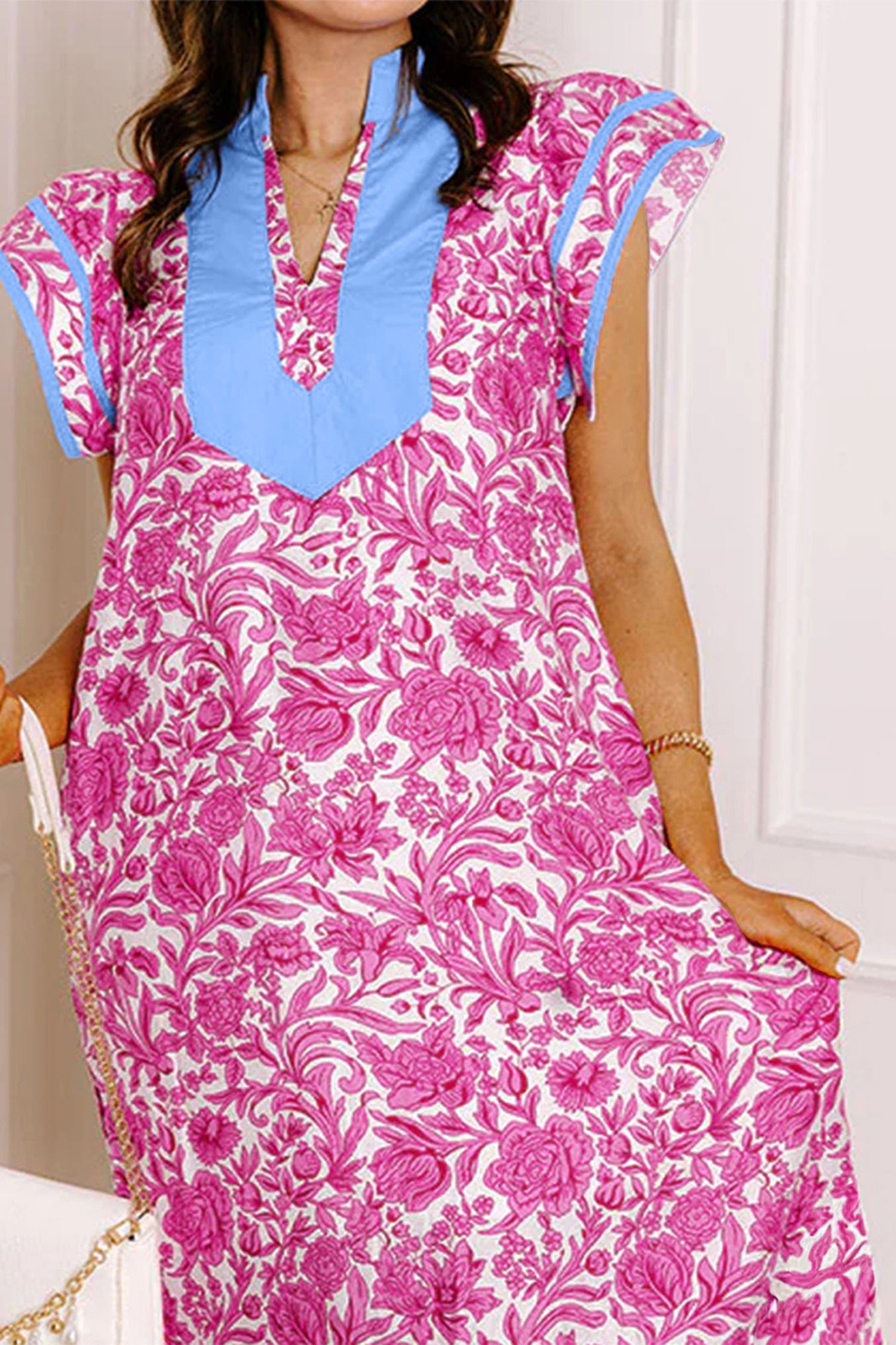 Floral Short Sleeve Midi Dress