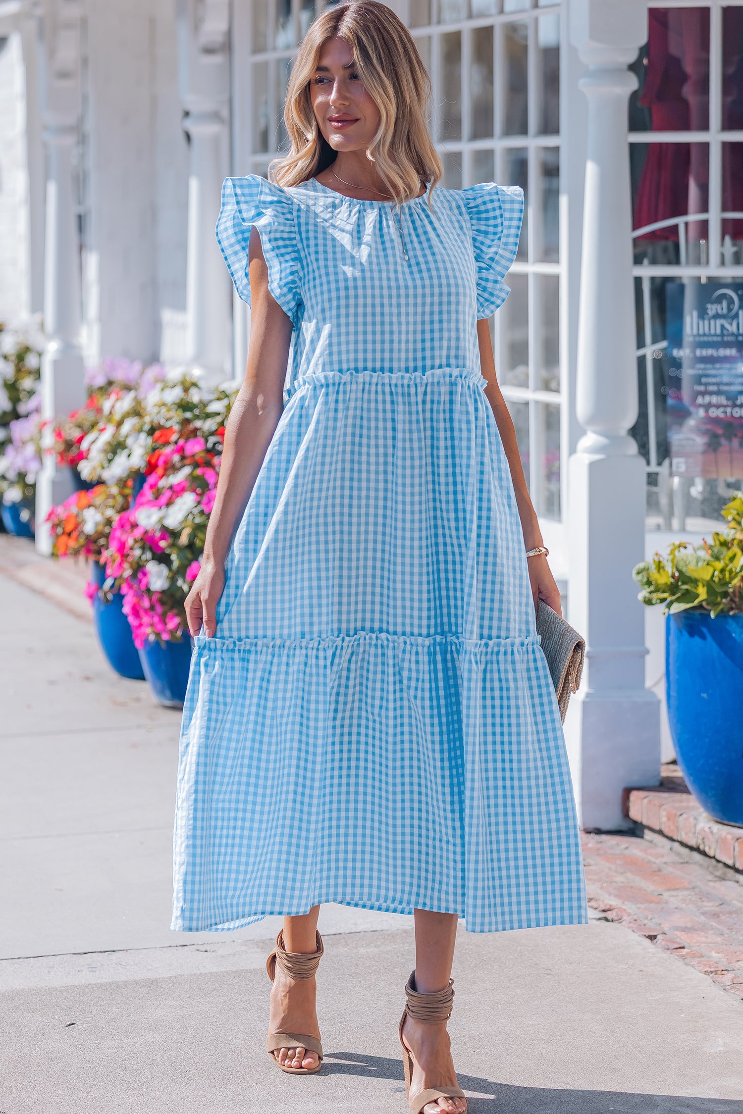 Knot Back Ruffled Short Sleeve Maxi Dress
