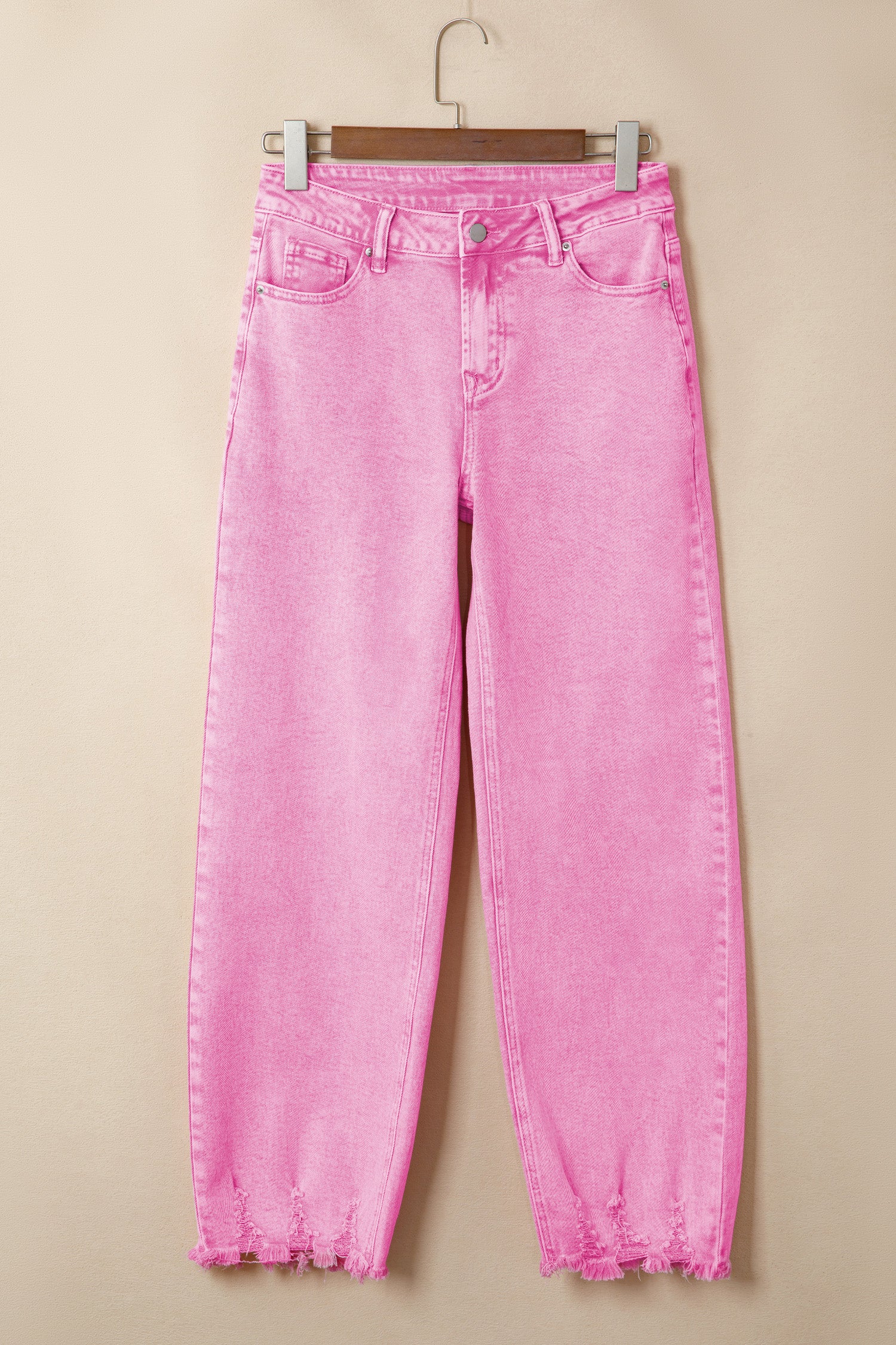 High Waist Raw Hem Shift Jeans