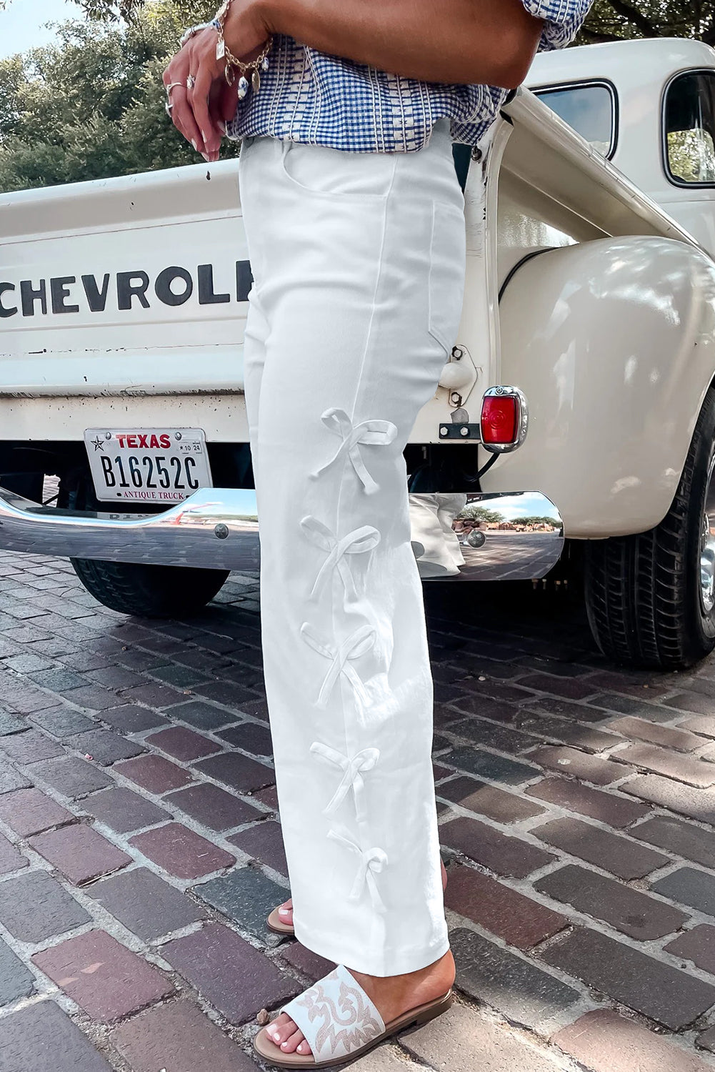 Bowknot Straight Leg Loose Jeans