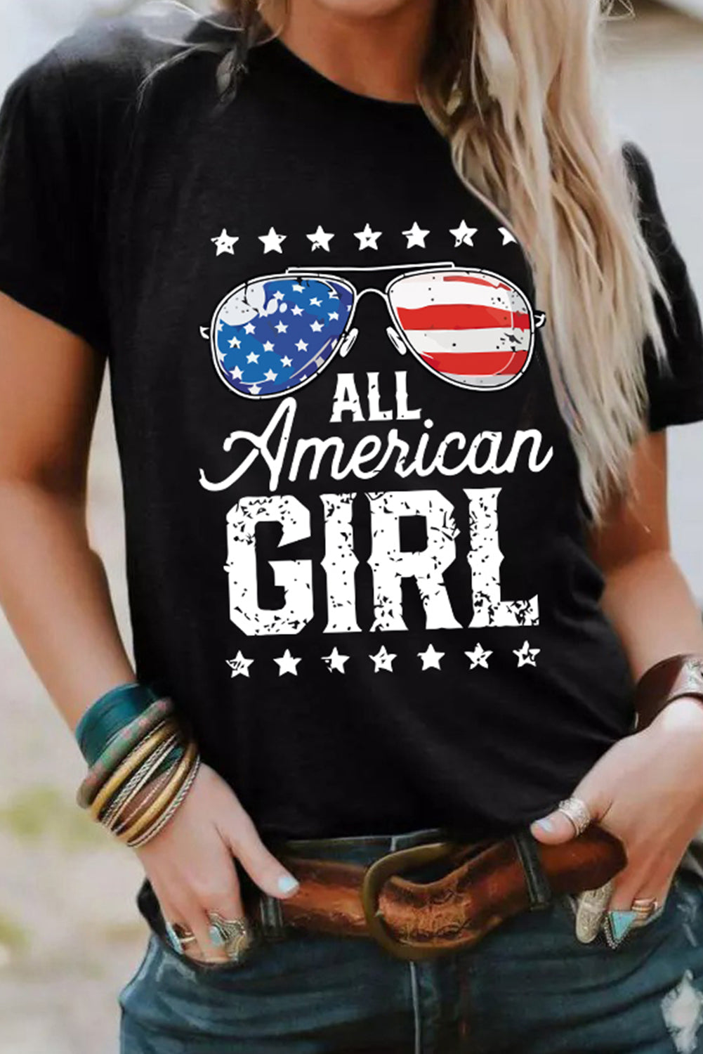 Stars and Stripes Graphic T Shirt