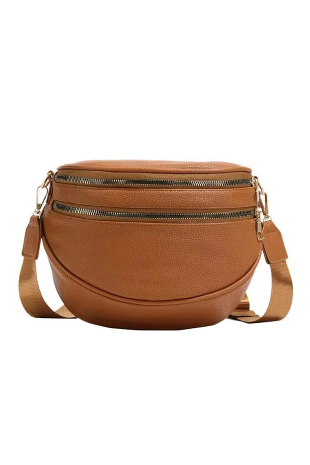 Leather Double Zipper Crossbody Bag