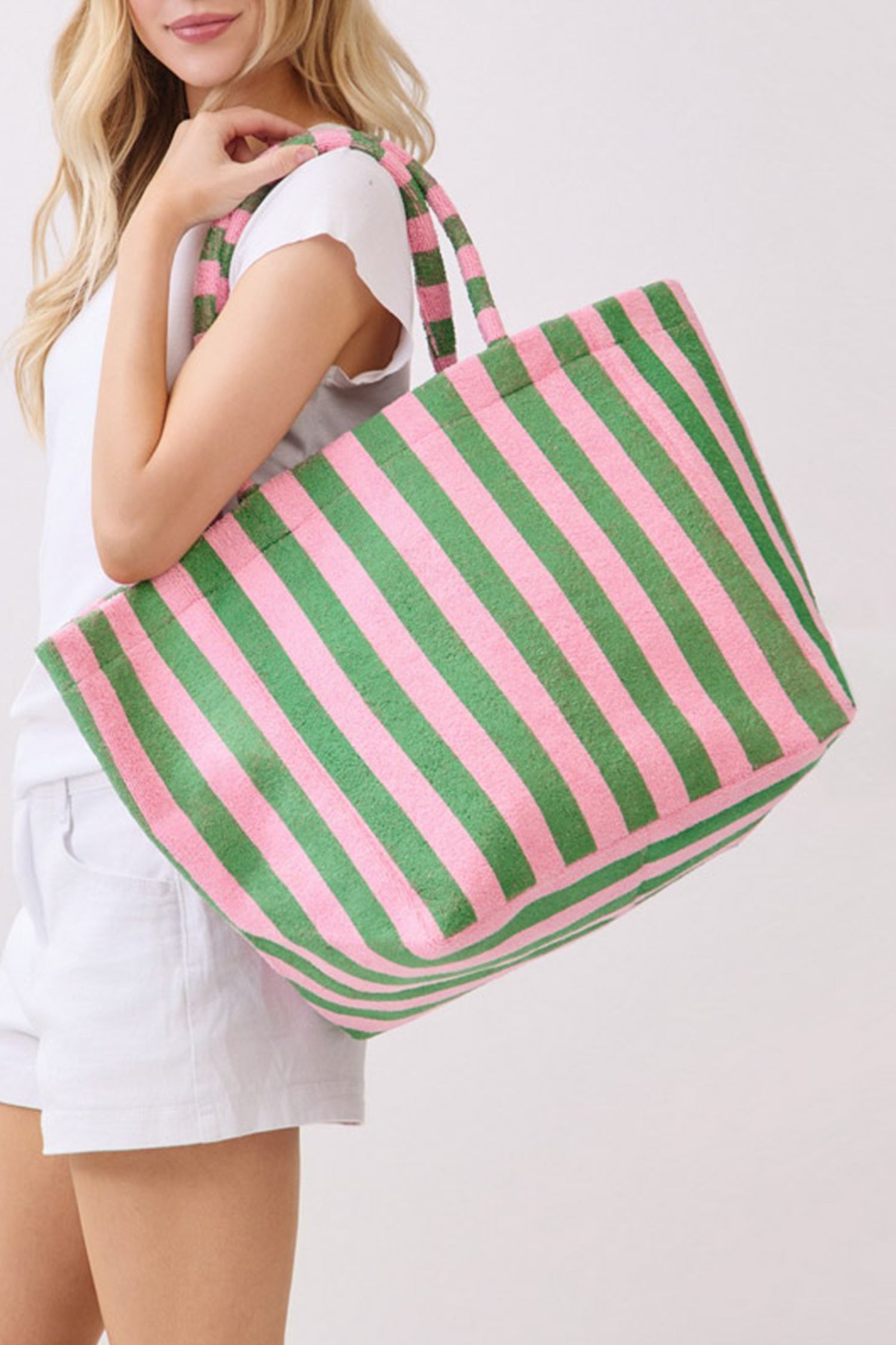 Orange Striped Terry Large Beach Bag
