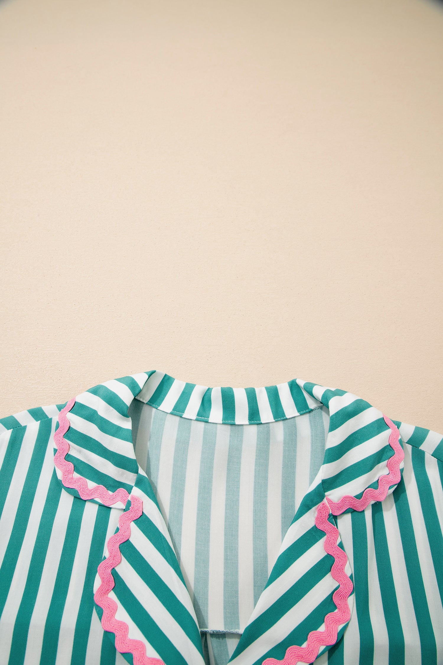 Long Sleeve Shirt Drawstring Ruffled Pajama Short Set
