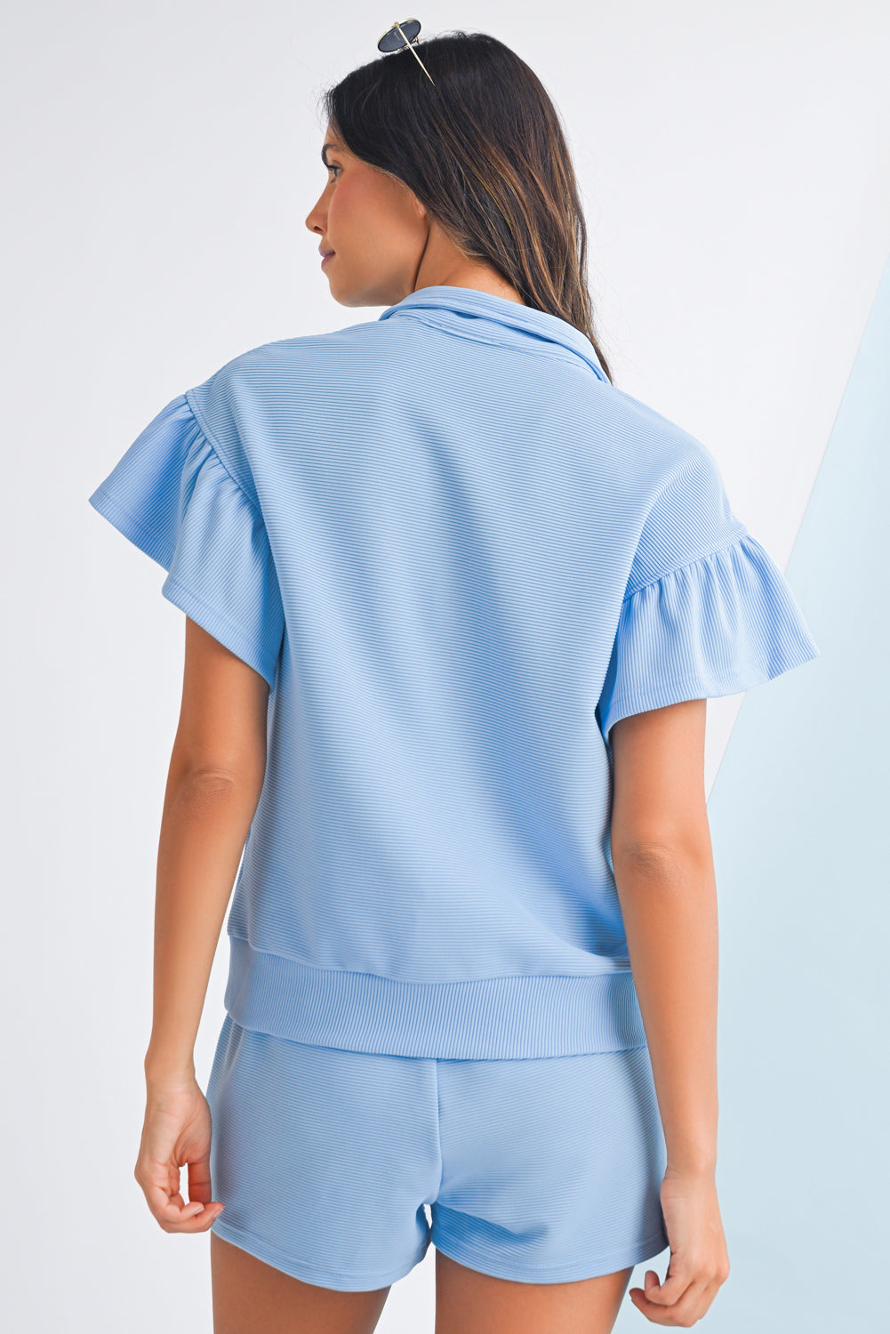 Ribbed Short Sleeve Tee and Shorts Set