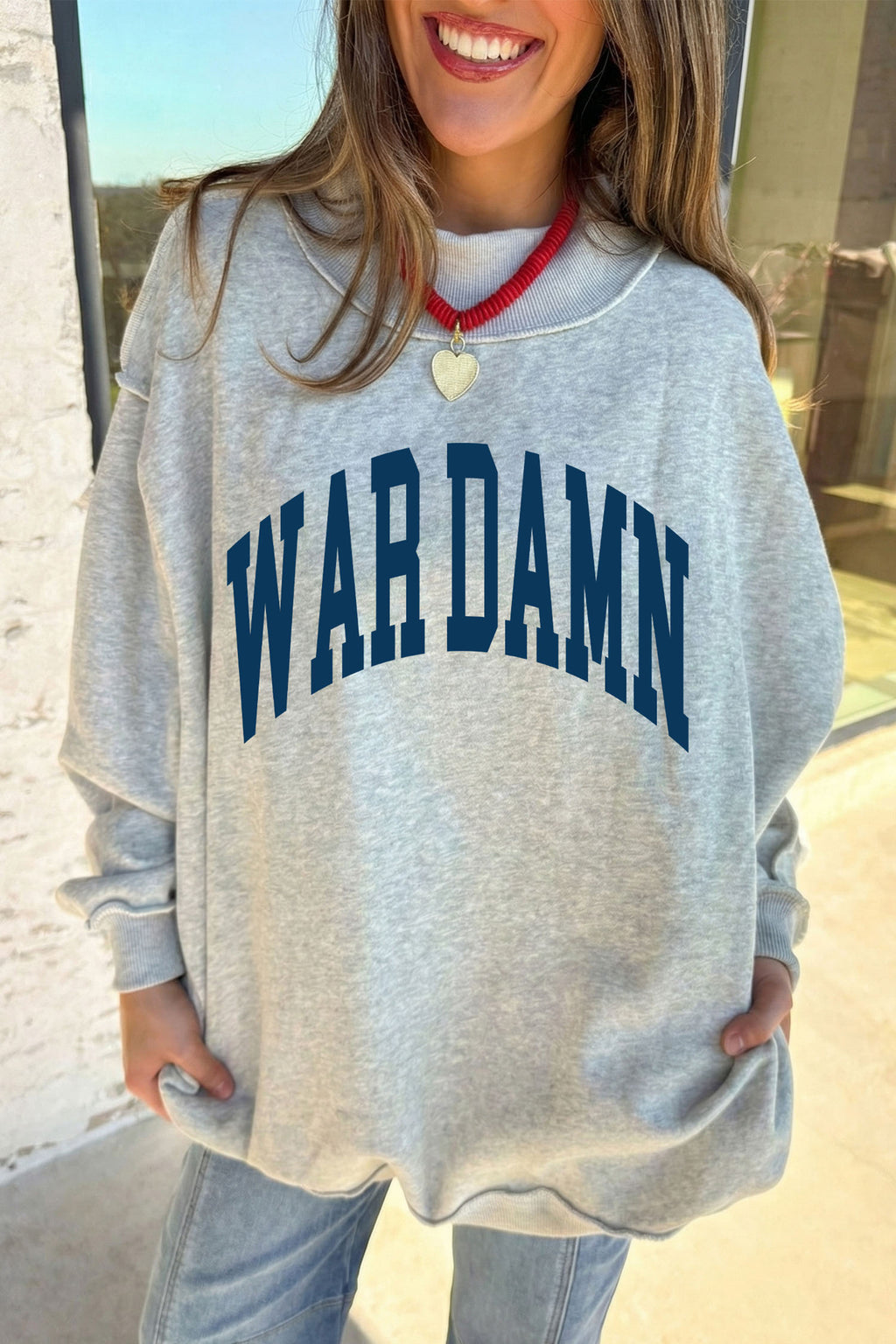WAR DAMN/ EAGLES High Neck Baggy Sweatshirt
