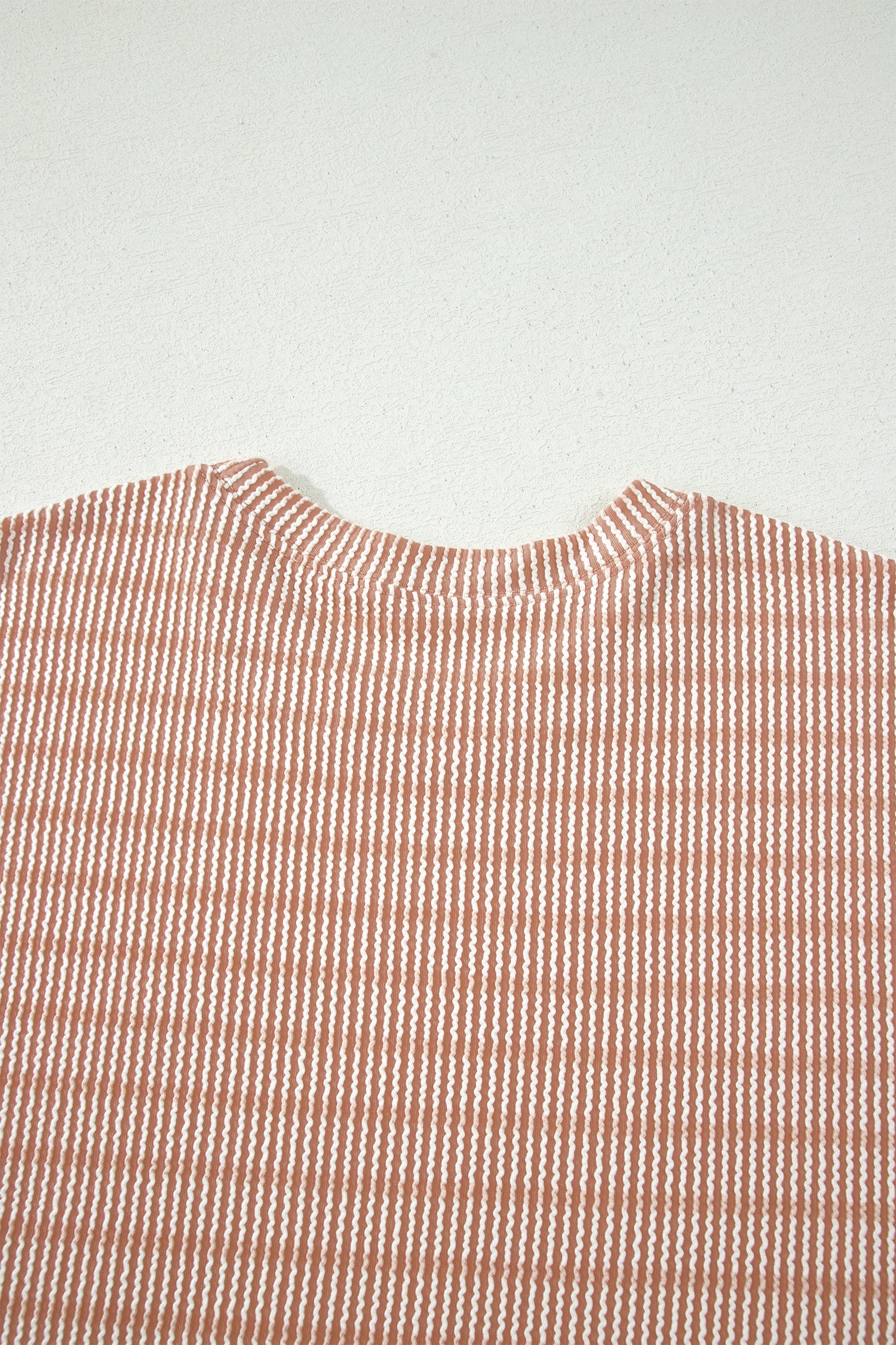 Sky Blue Stripe Raised Rib Loose Tee Drawstring Elastic Waist 2pcs Short Set