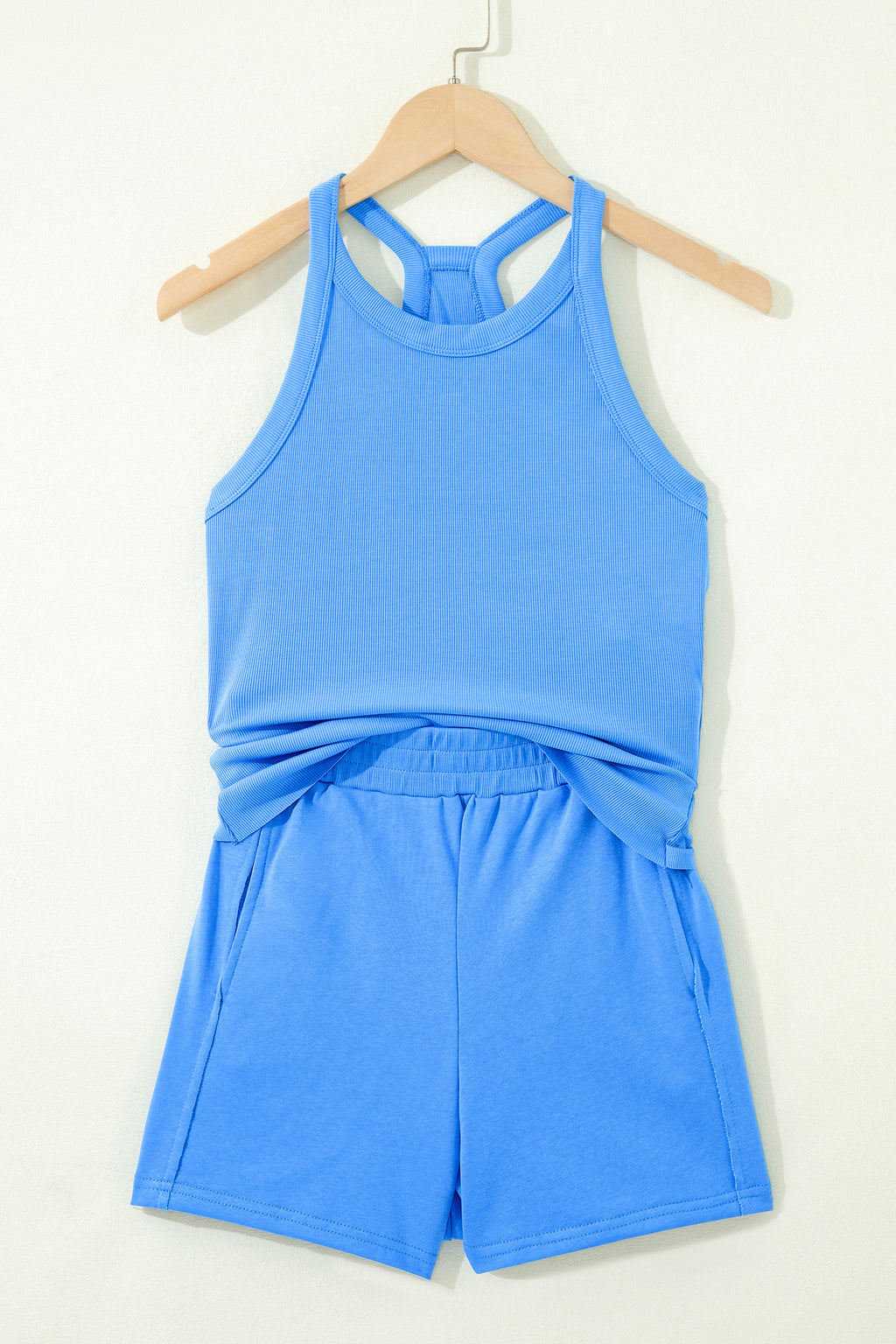 Tank Top Elastic High Waist Shorts 2pcs Outfit