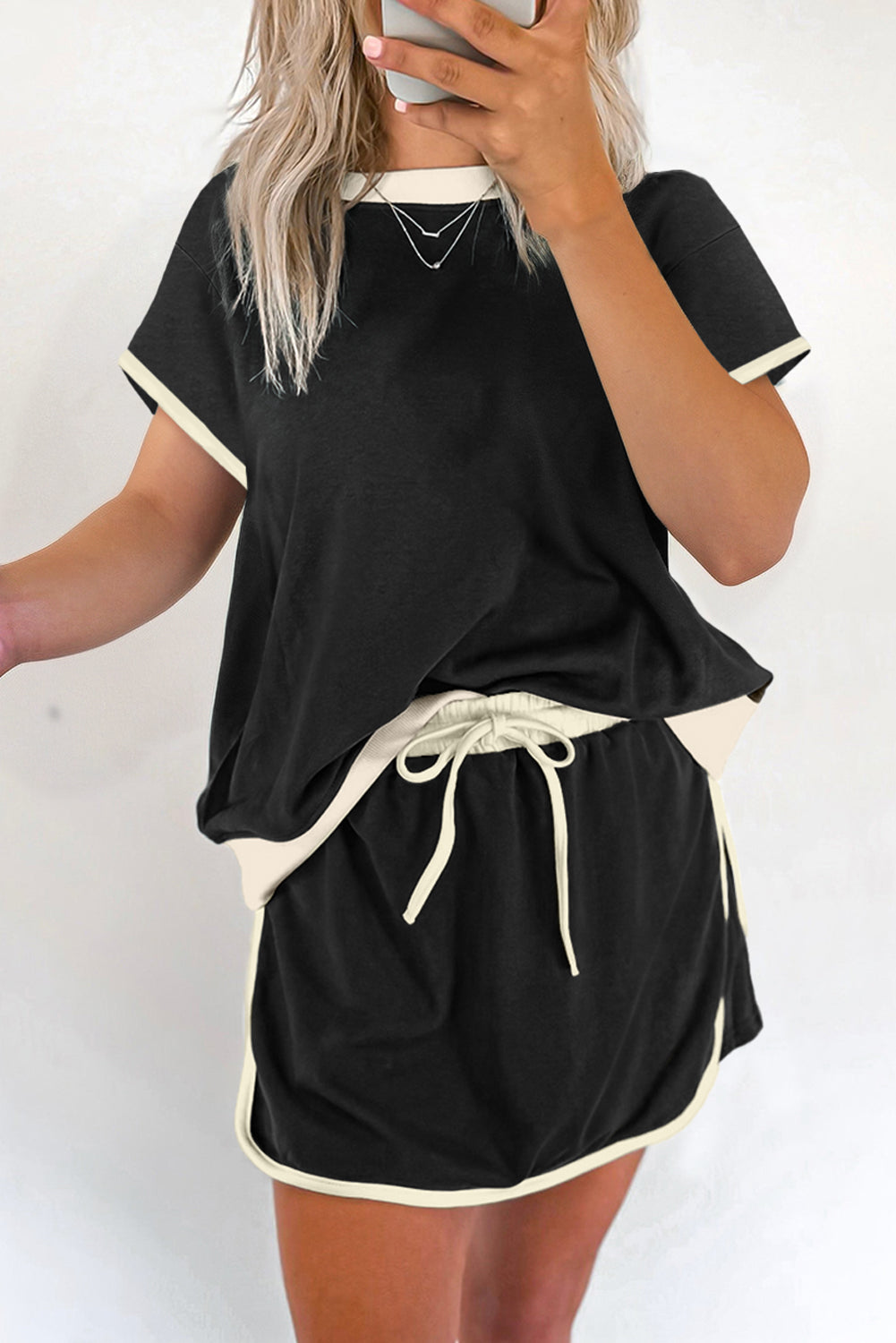 Drop Shoulder T Shirt and Skort Set