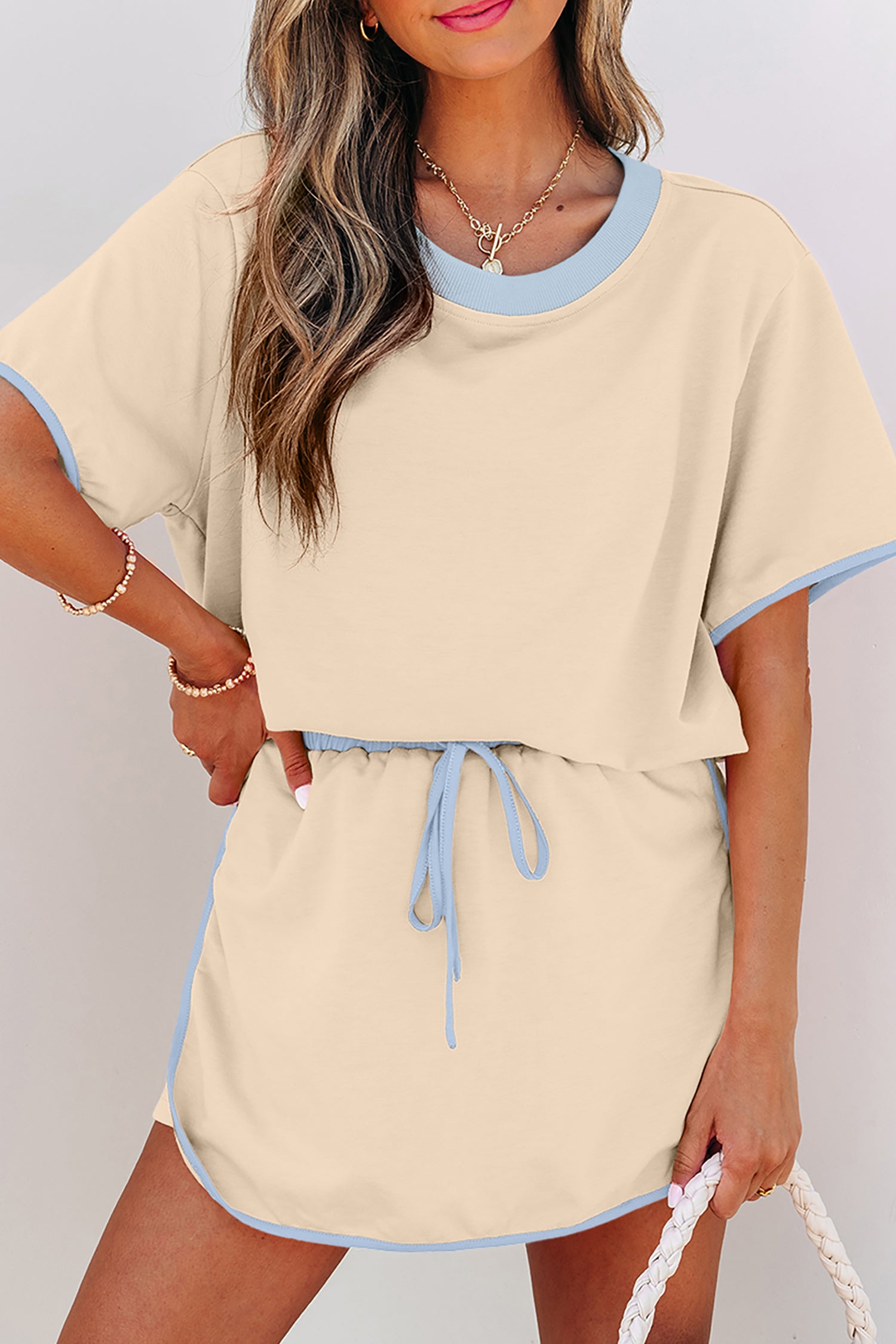 Drop Shoulder T Shirt and Skort Set