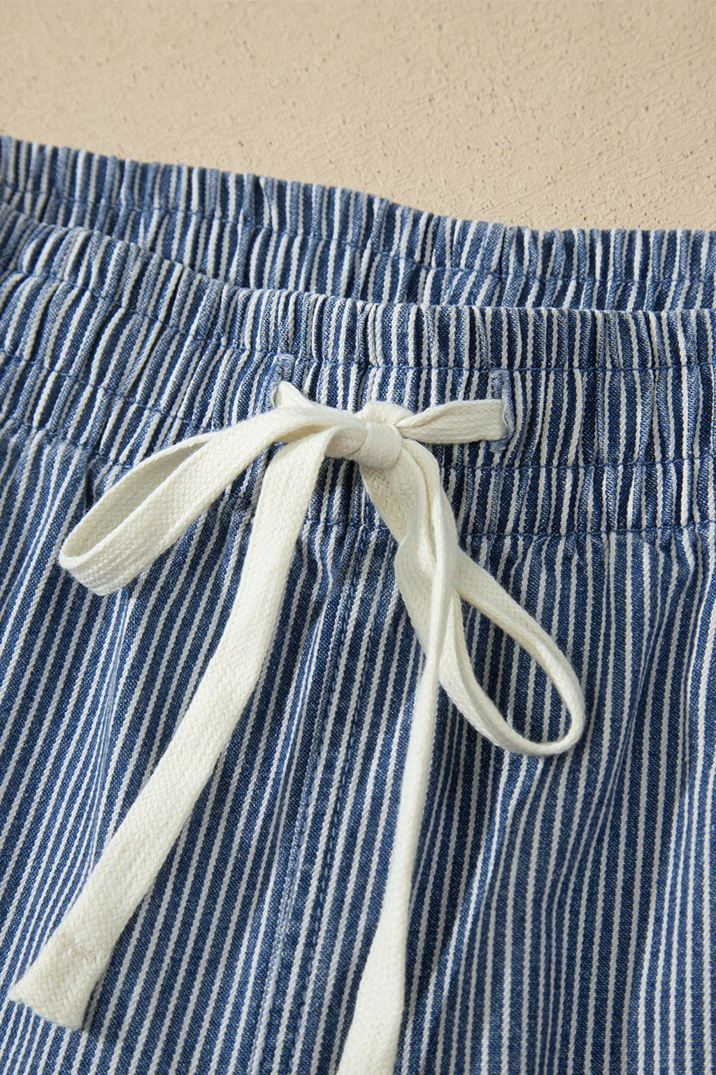 Stripe Drawstring Casual Denim Shorts