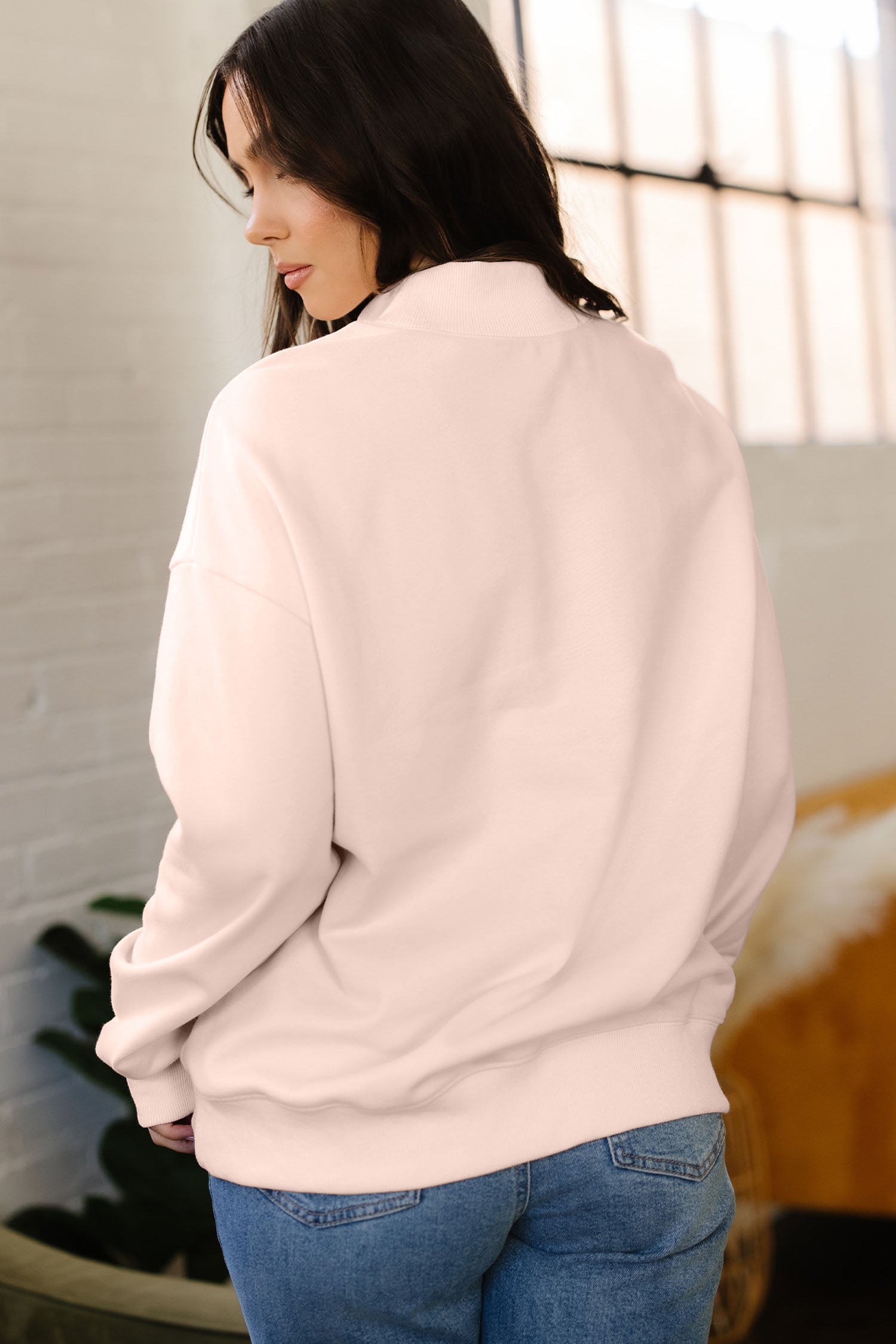 TEXAS Mock Neck Baggy Sweatshirt