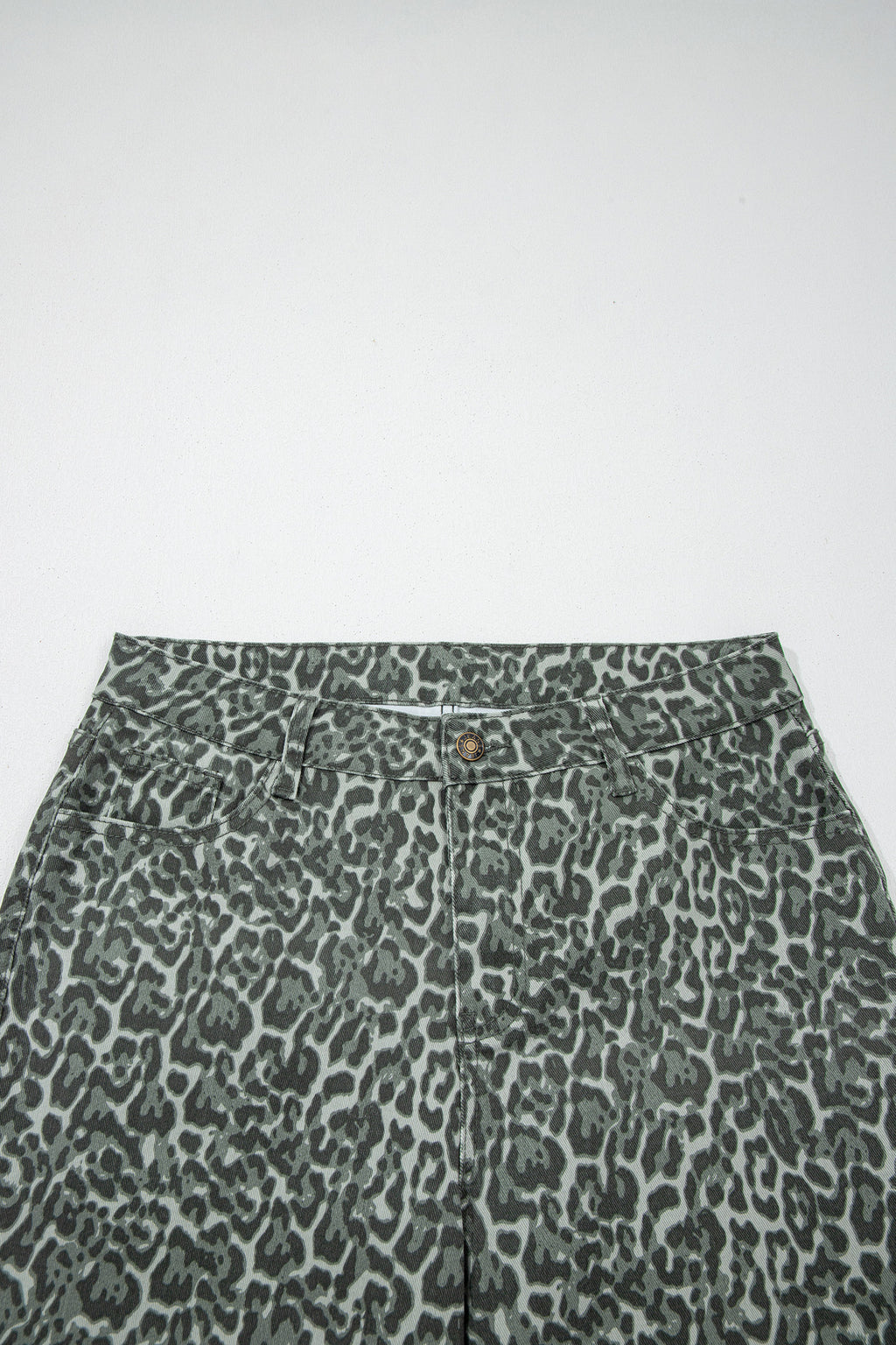 Leopard Frayed Edge Wide Leg High Waist Jeans