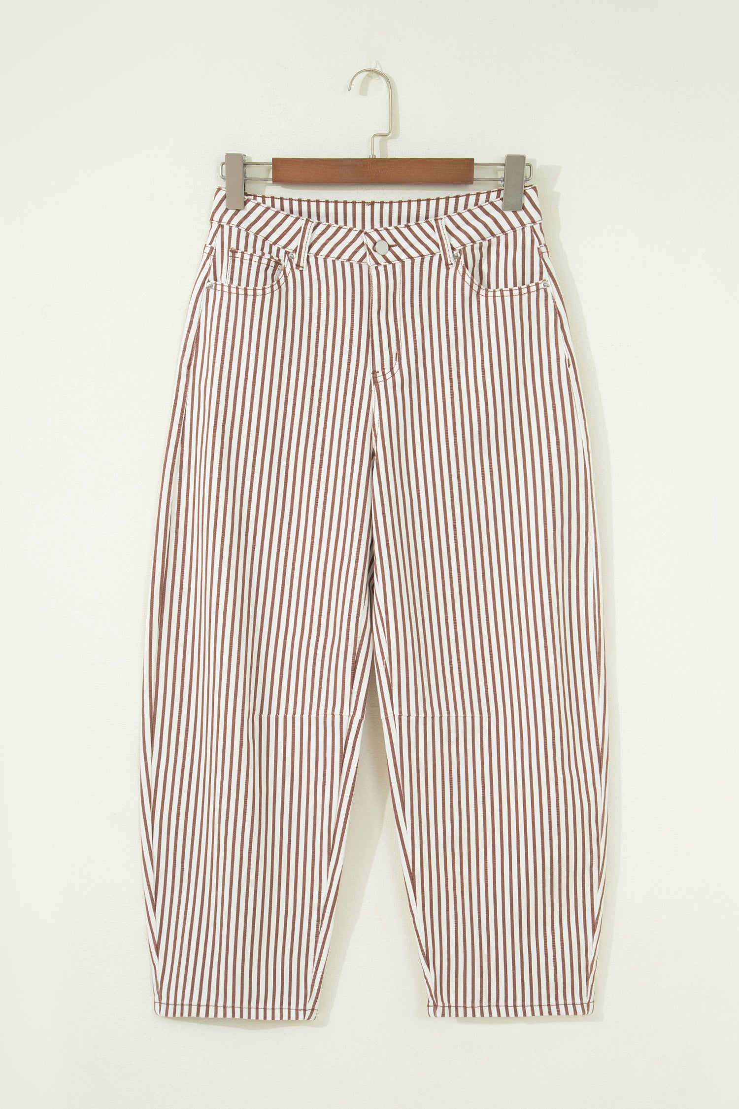 Stripe Casual Barrel Jeans