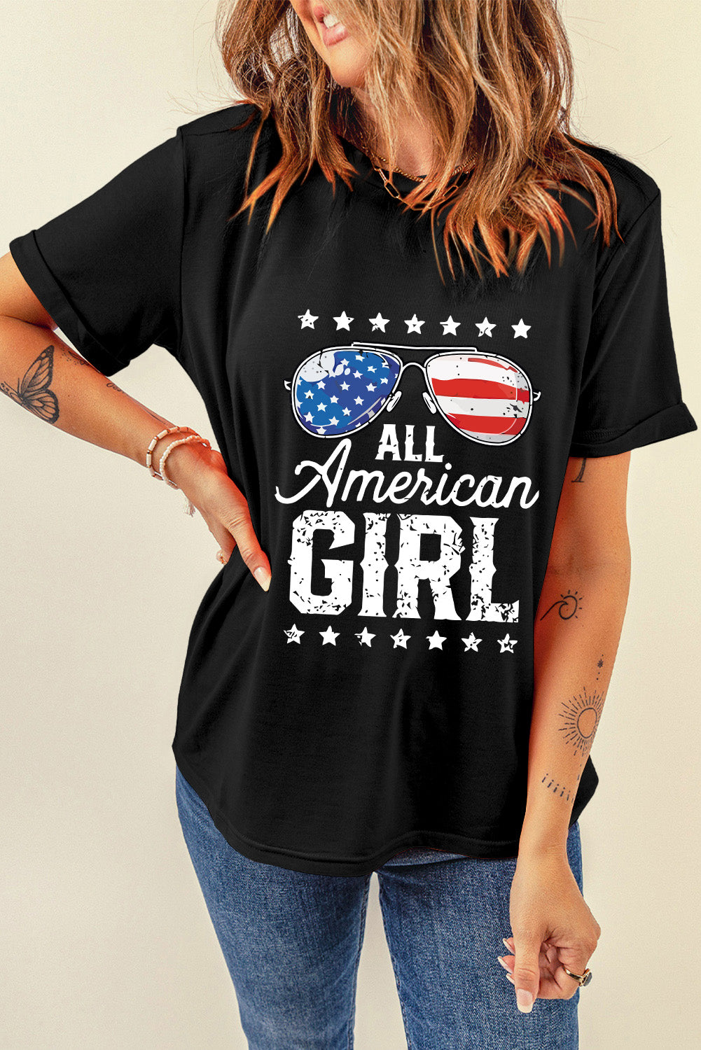 Stars and Stripes Graphic T Shirt