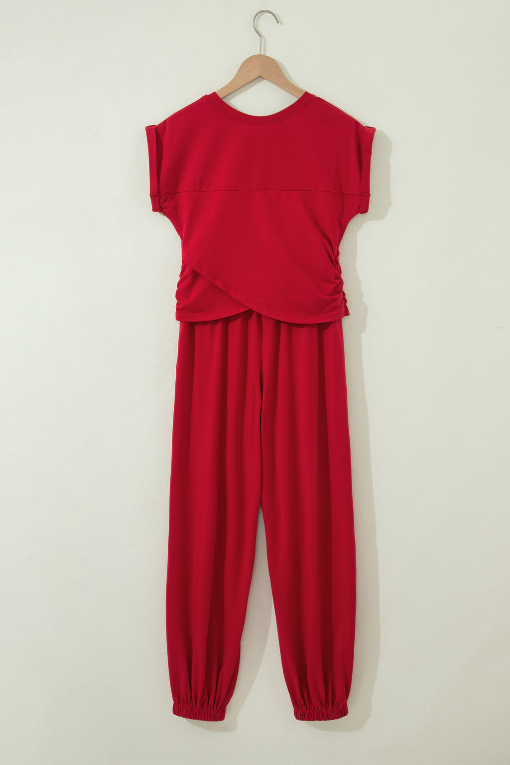 Solid Color Cropped Tank Top and Jogger Pants Set