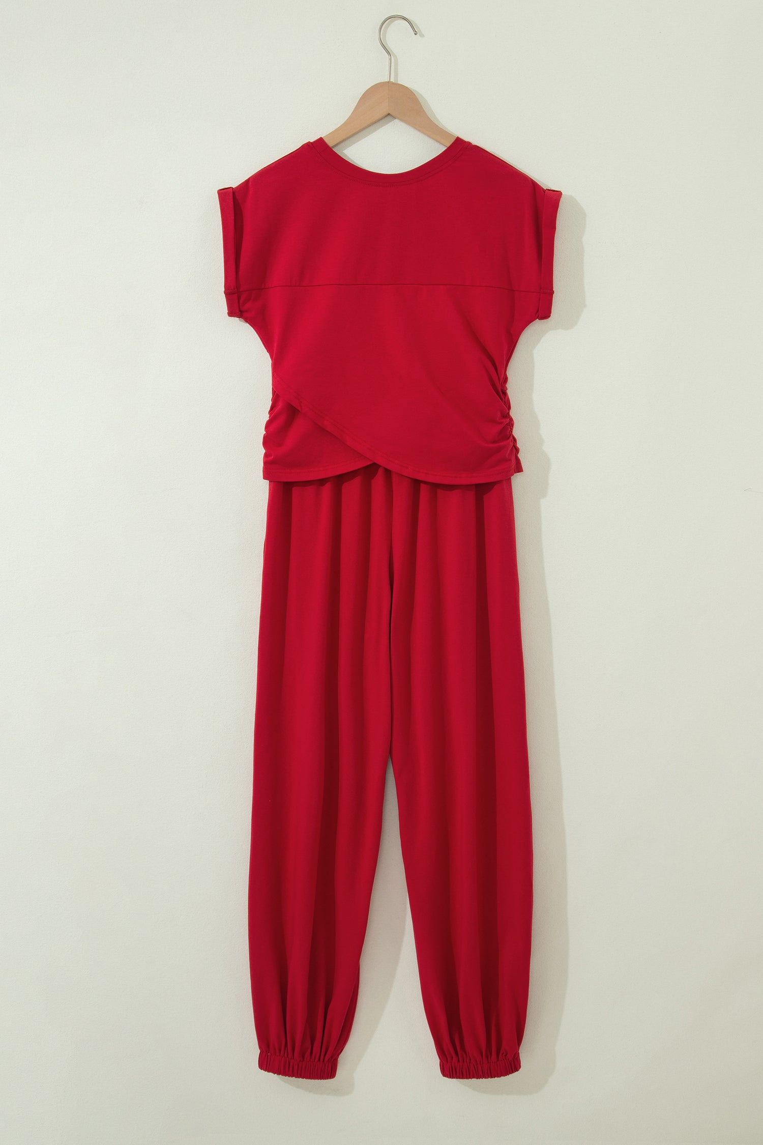 Solid Color Cropped Tank Top and Jogger Pants Set