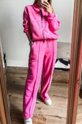 Zipper Jacket and Drawstring Waist Pants Set