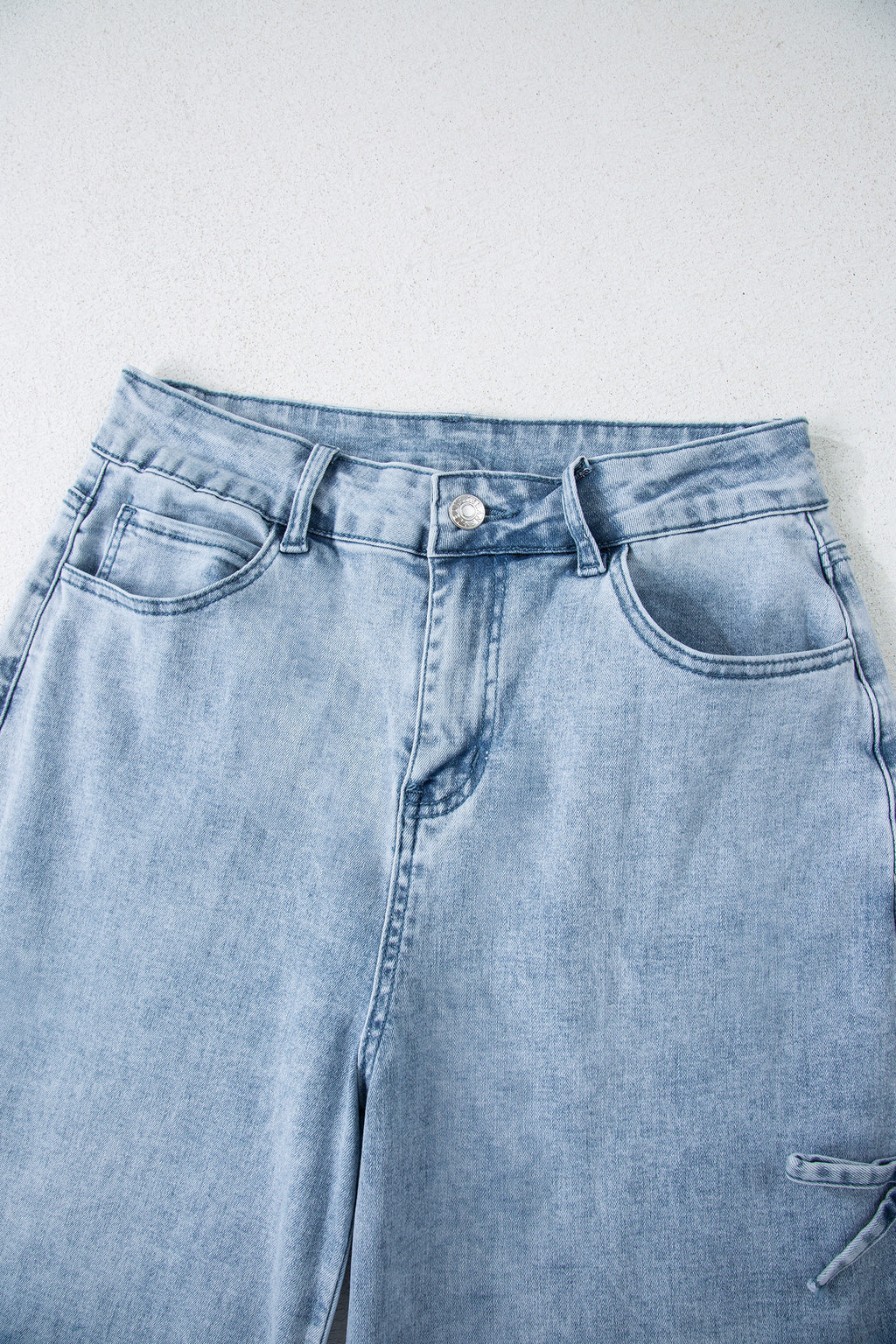 Bowknot Straight Leg Loose Jeans
